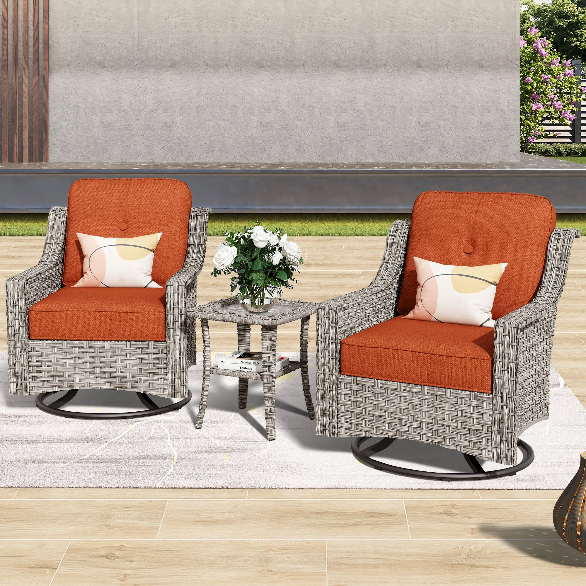 Ovios Conversation Set 3-Piece PAD Series,Swivel Chair