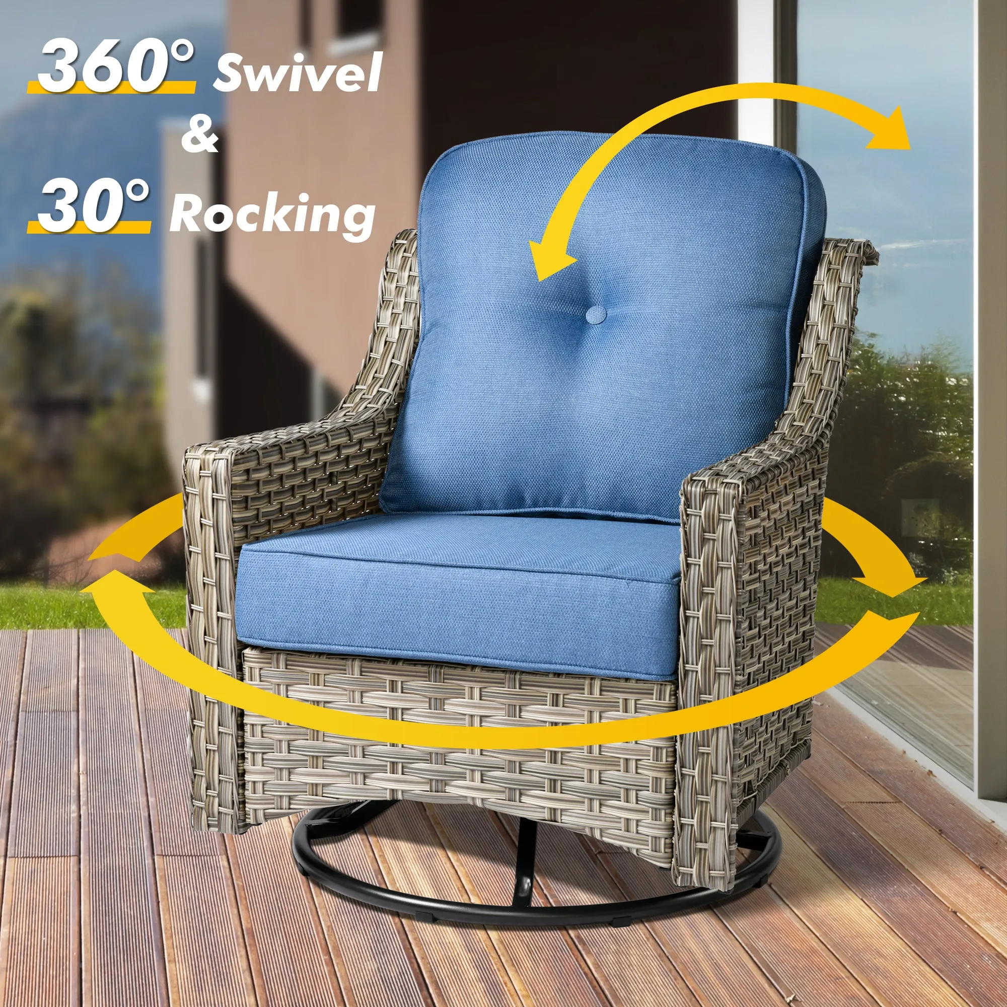 Ovios Conversation Set 3-Piece PAD Series,Swivel Chair
