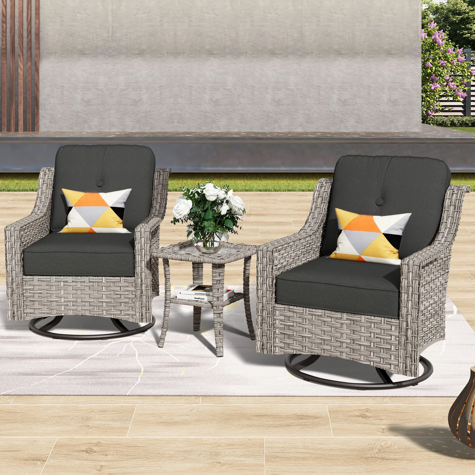 Ovios Conversation Set 3-Piece PAD Series,Swivel Chair