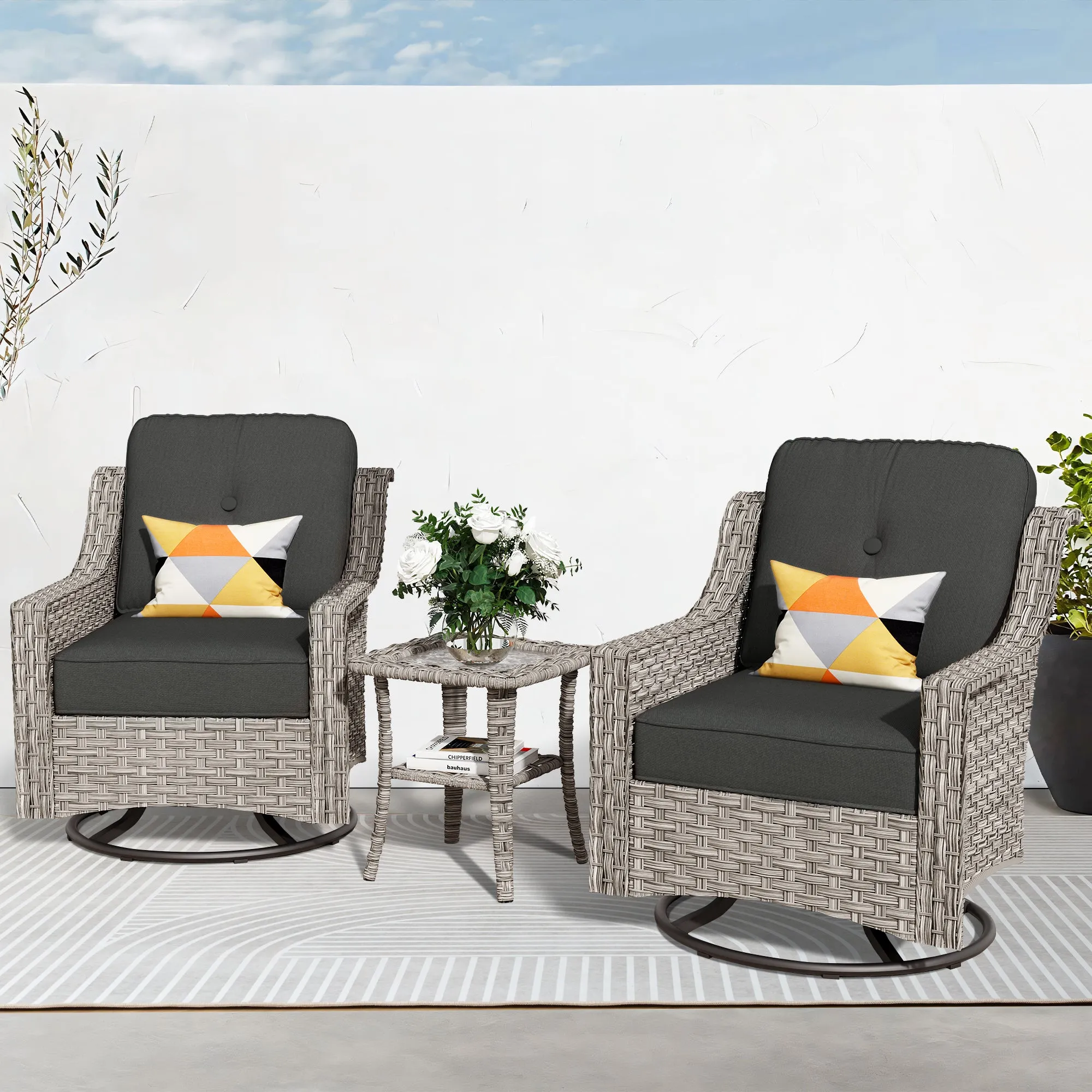 Ovios Conversation Set 3-Piece PAD Series,Swivel Chair