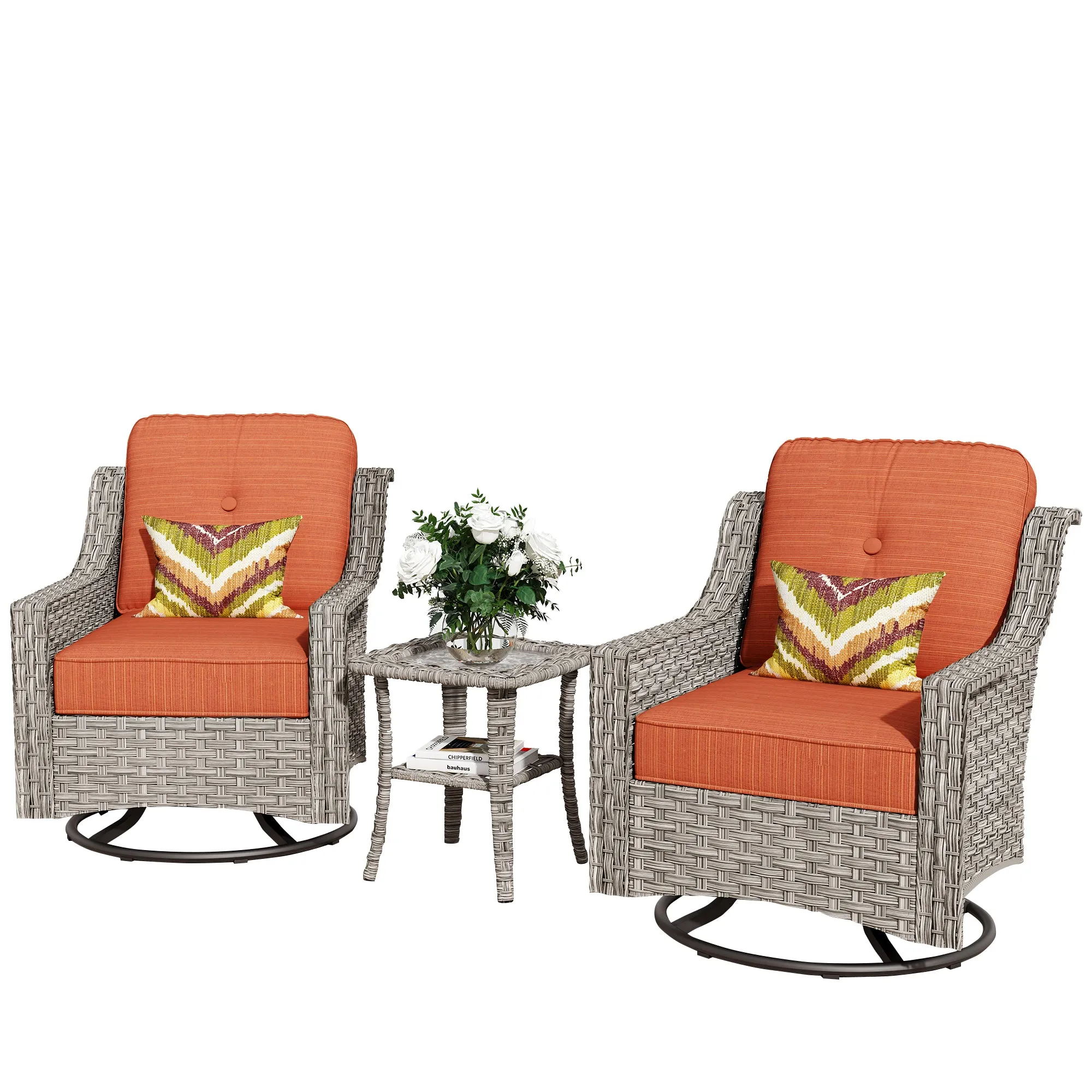 Ovios Conversation Set 3-Piece PAD Series,Swivel Chair