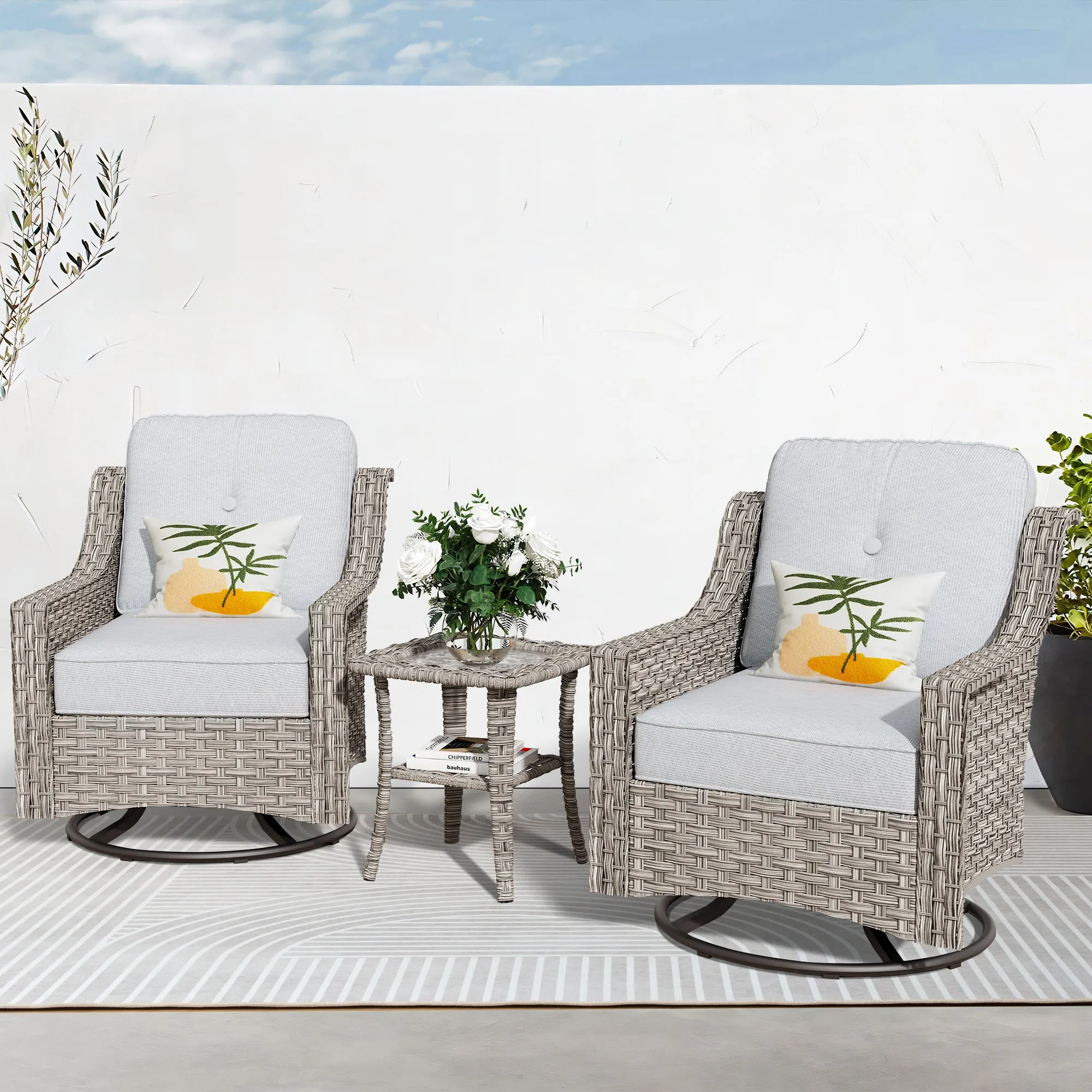 Ovios Conversation Set 3-Piece PAD Series,Swivel Chair