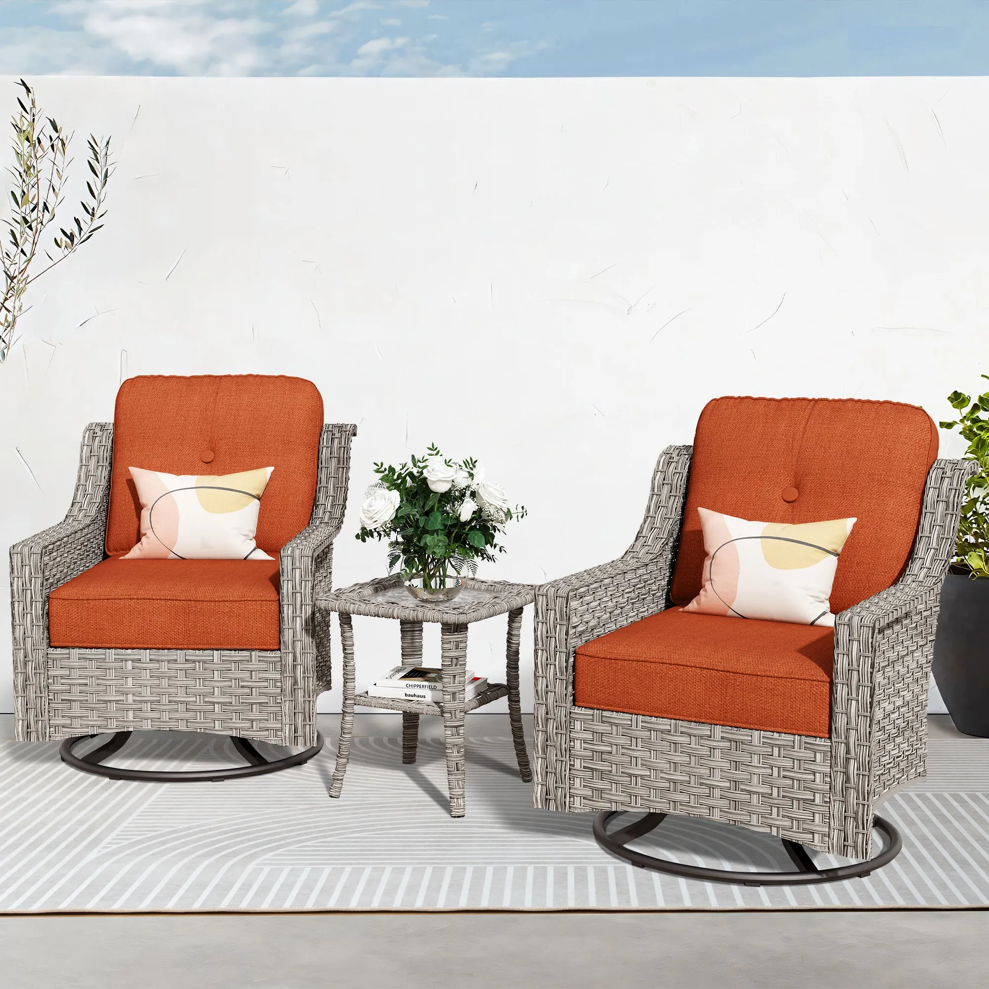 Ovios Conversation Set 3-Piece PAD Series,Swivel Chair