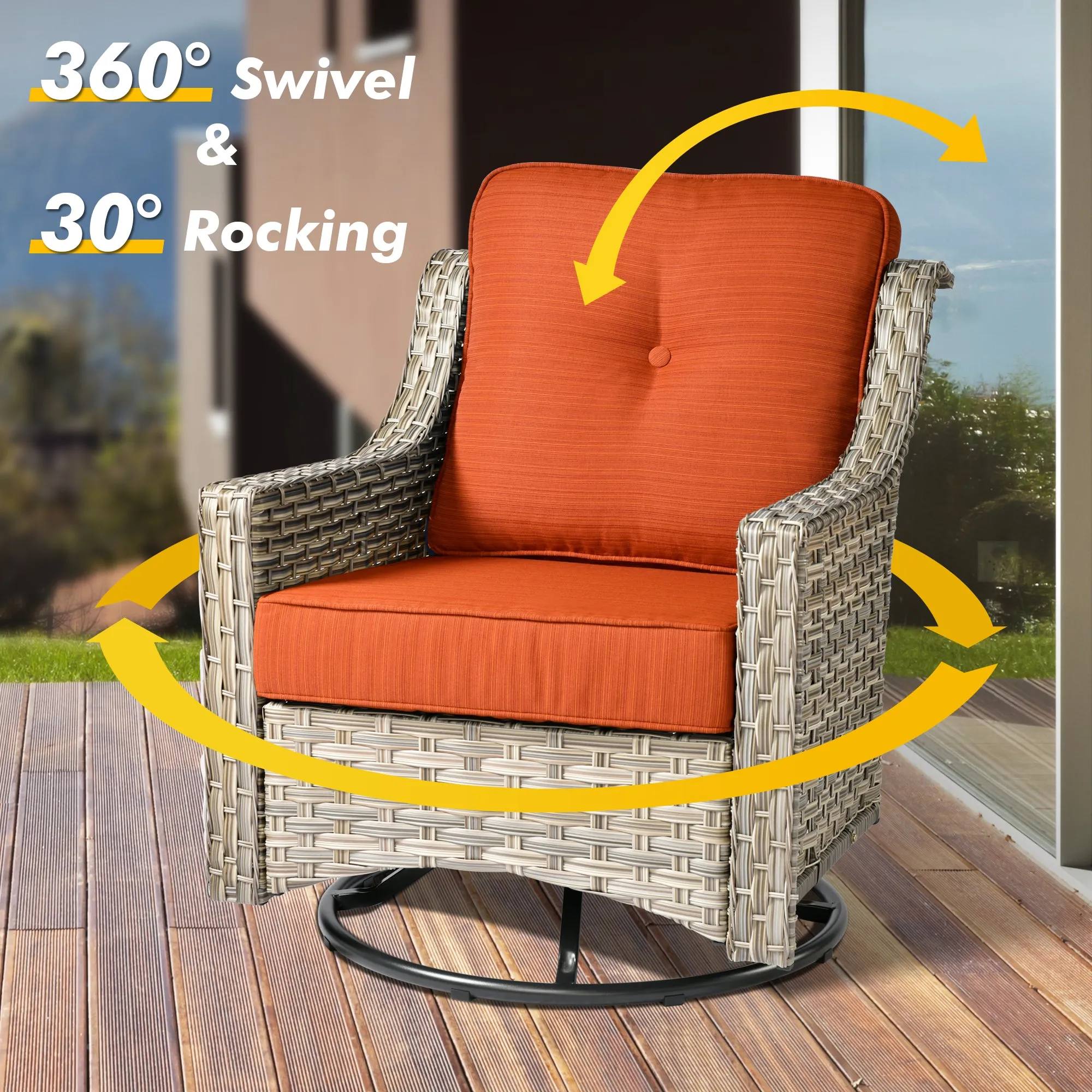 Ovios Conversation Set 3-Piece PAD Series,Swivel Chair