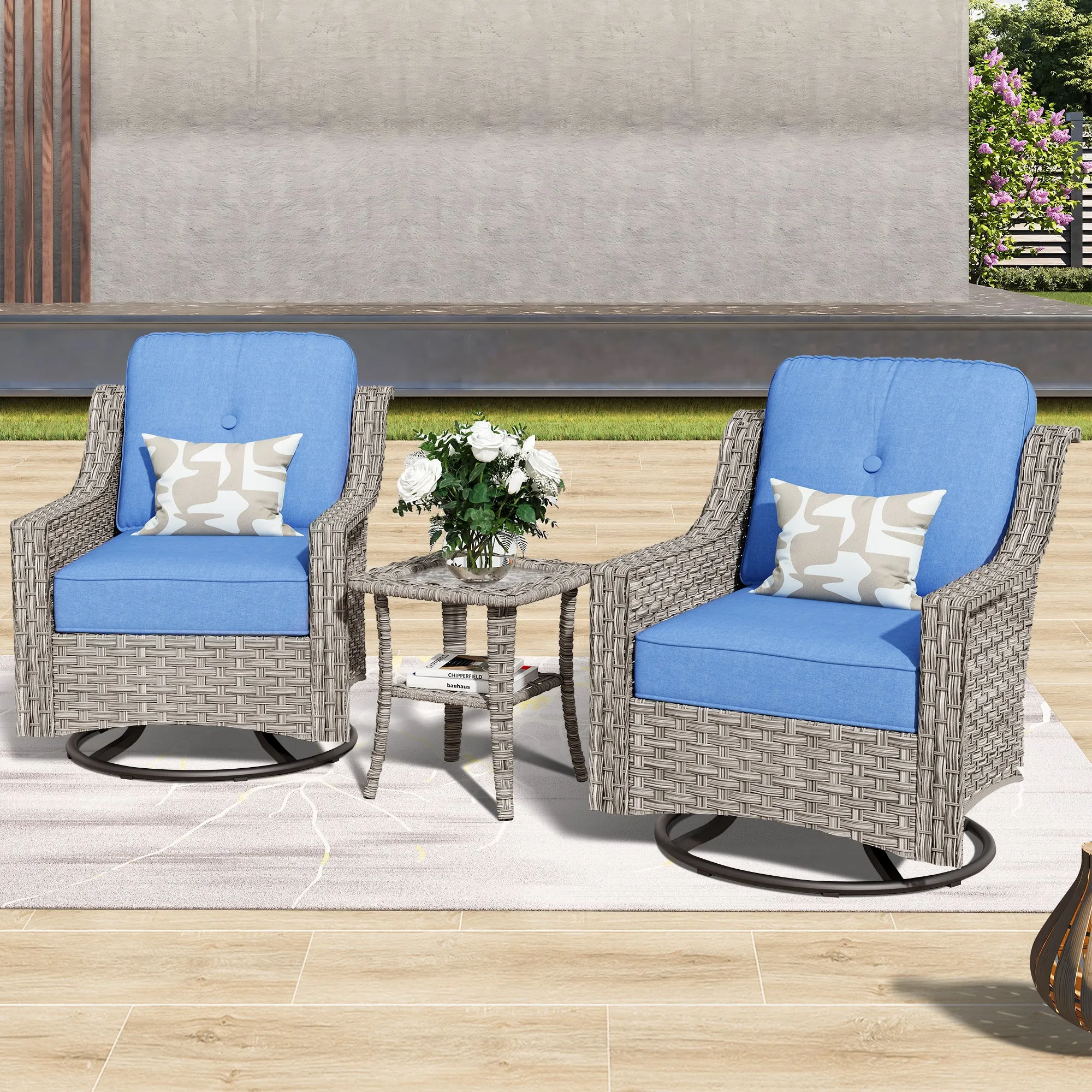 Ovios Conversation Set 3-Piece PAD Series,Swivel Chair