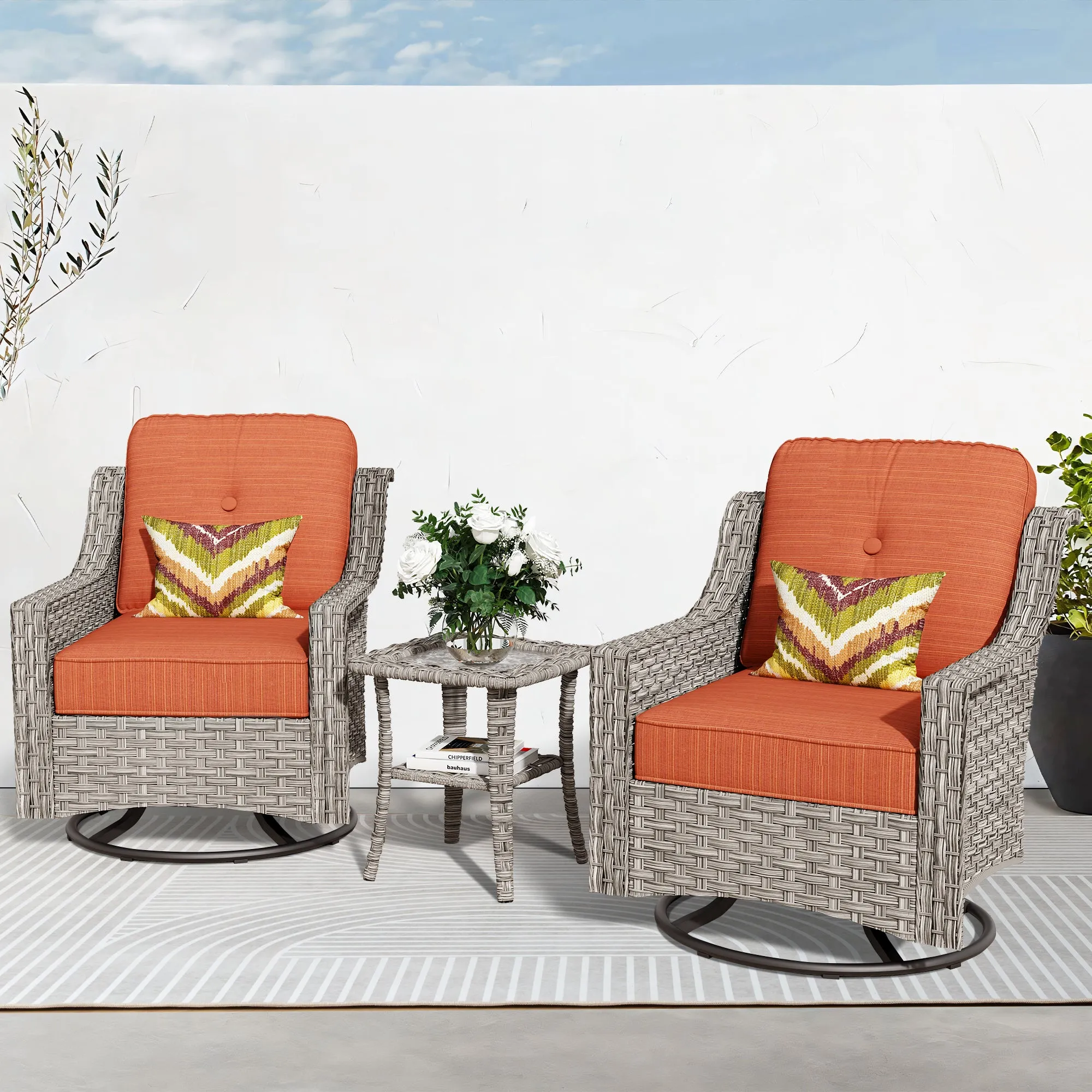 Ovios Conversation Set 3-Piece PAD Series,Swivel Chair