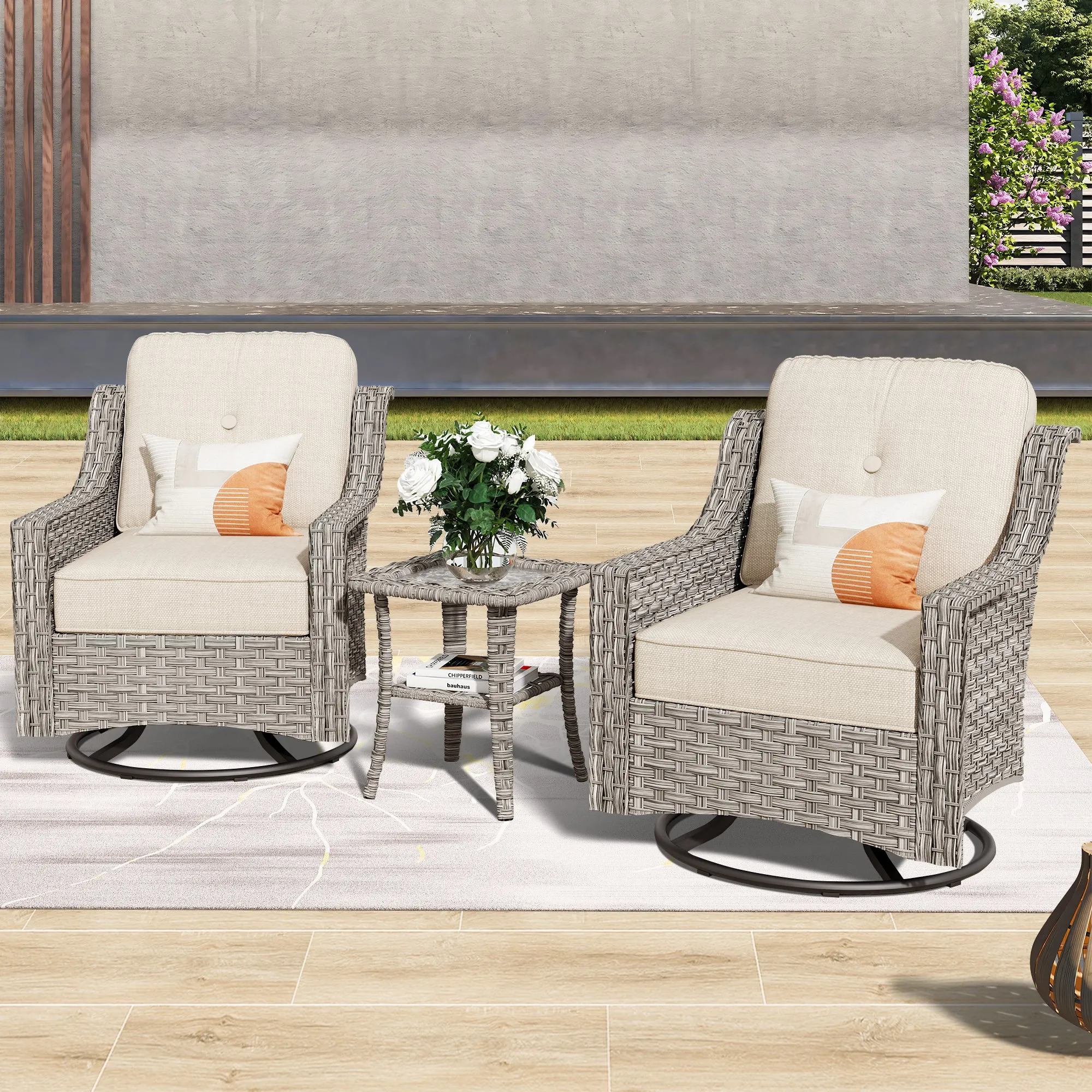 Ovios Conversation Set 3-Piece PAD Series,Swivel Chair