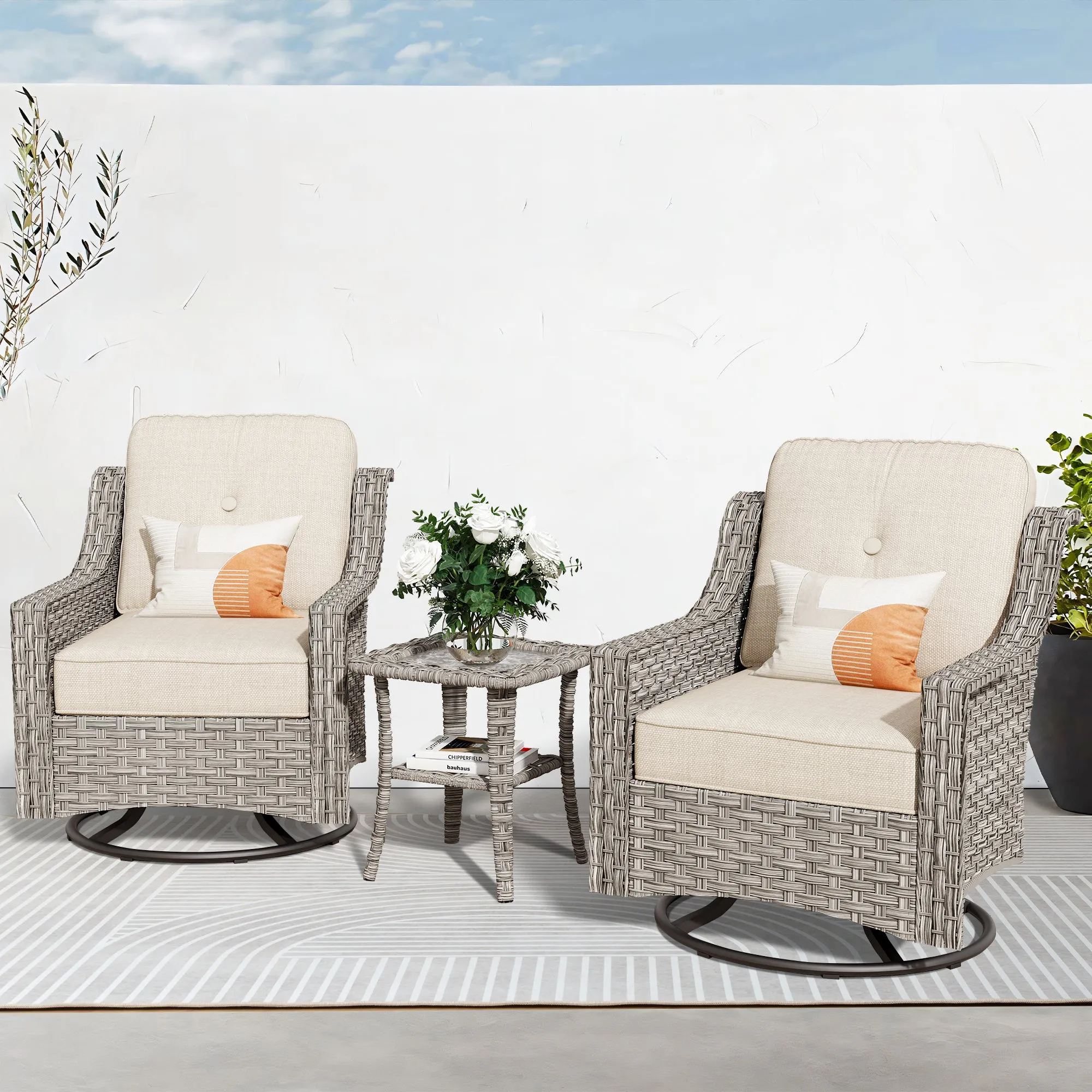 Ovios Conversation Set 3-Piece PAD Series,Swivel Chair