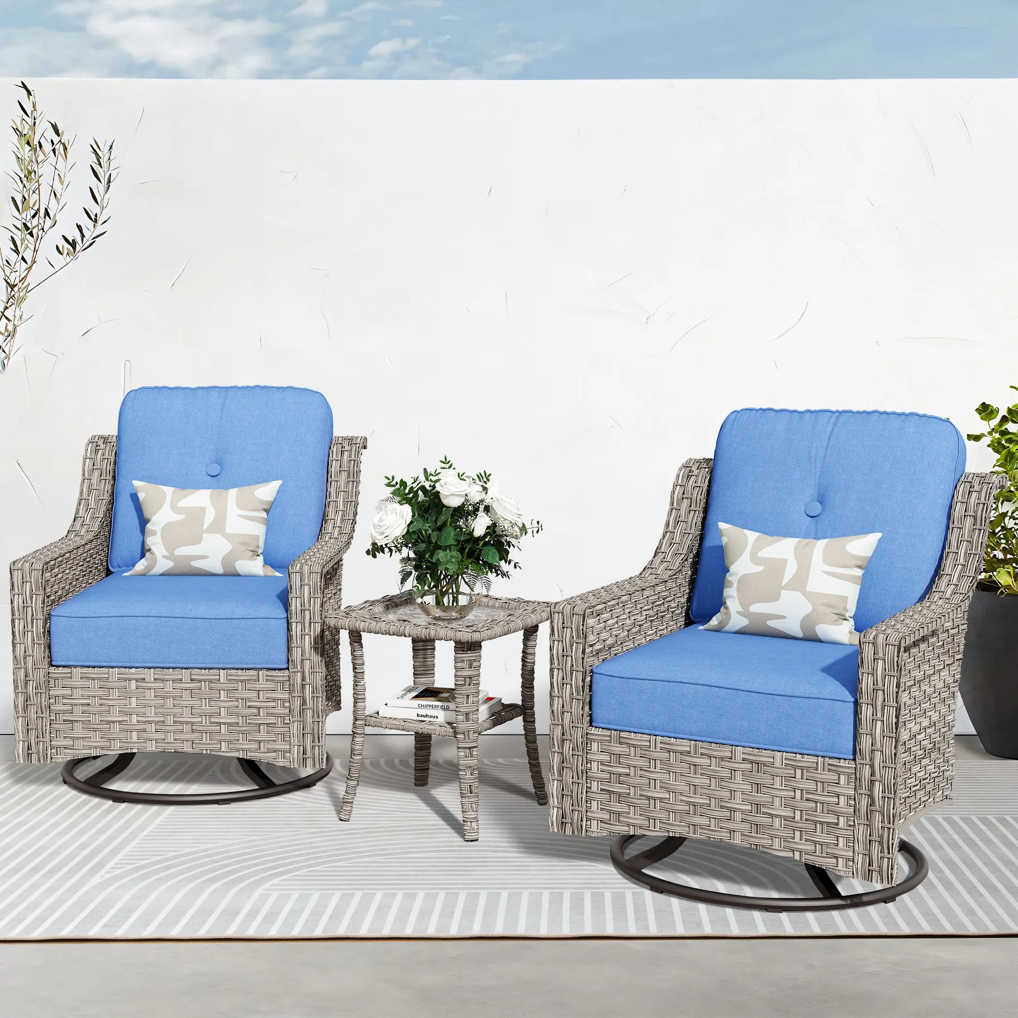 Ovios Conversation Set 3-Piece PAD Series,Swivel Chair
