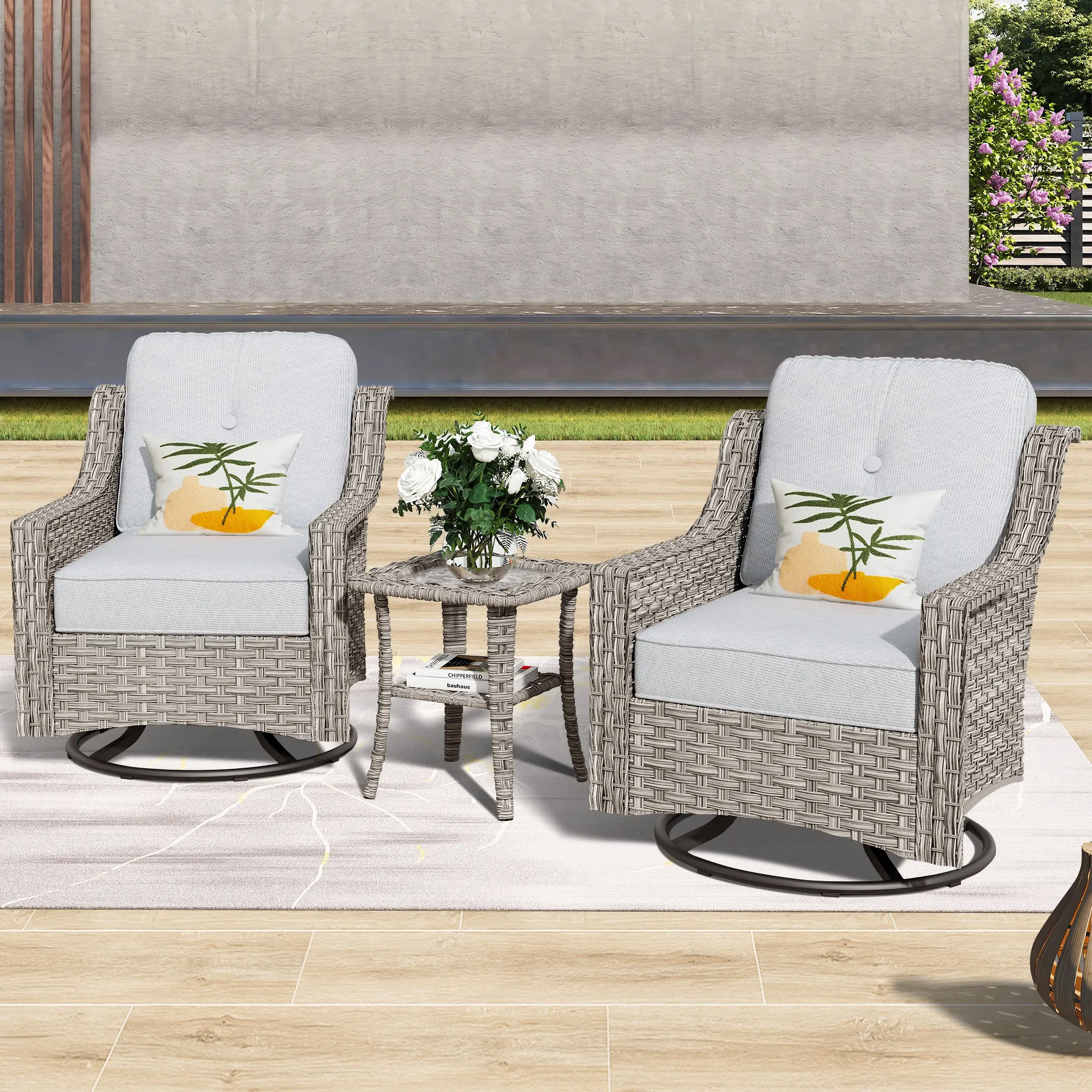 Ovios Conversation Set 3-Piece PAD Series,Swivel Chair