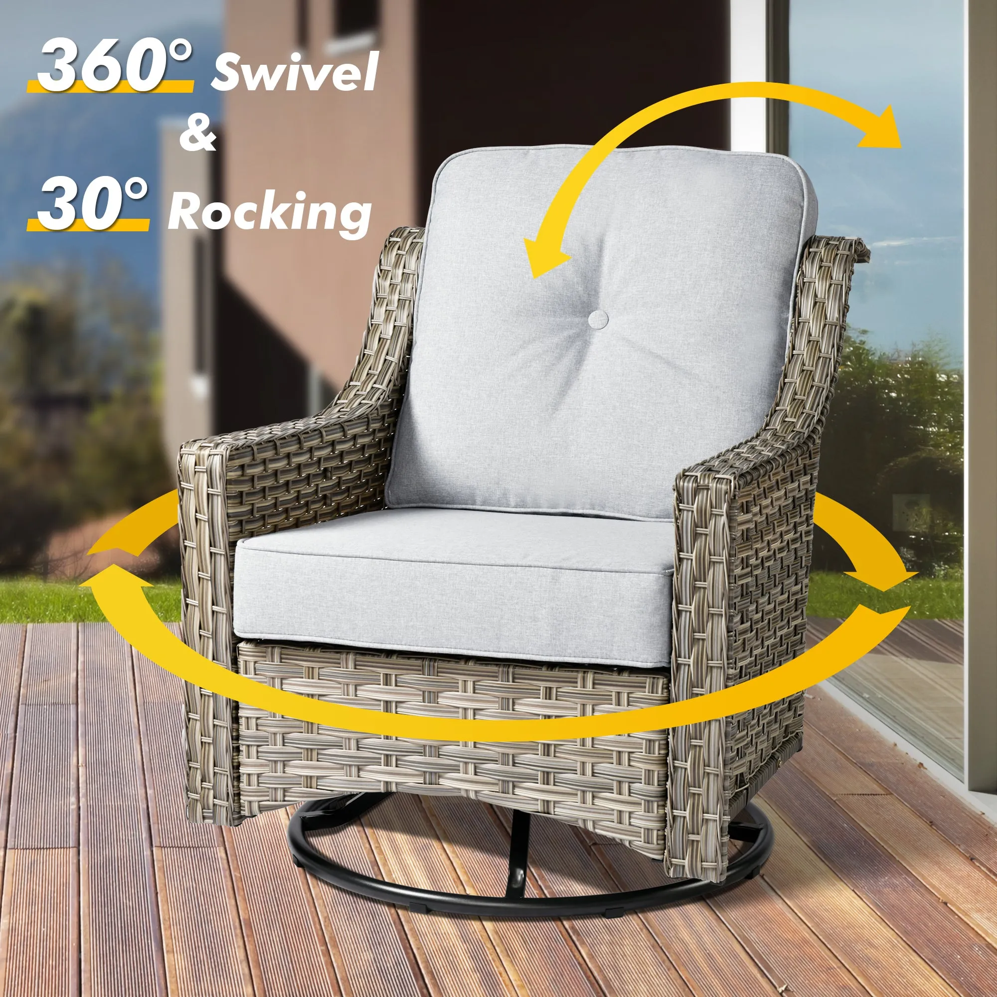 Ovios Conversation Set 3-Piece PAD Series,Swivel Chair