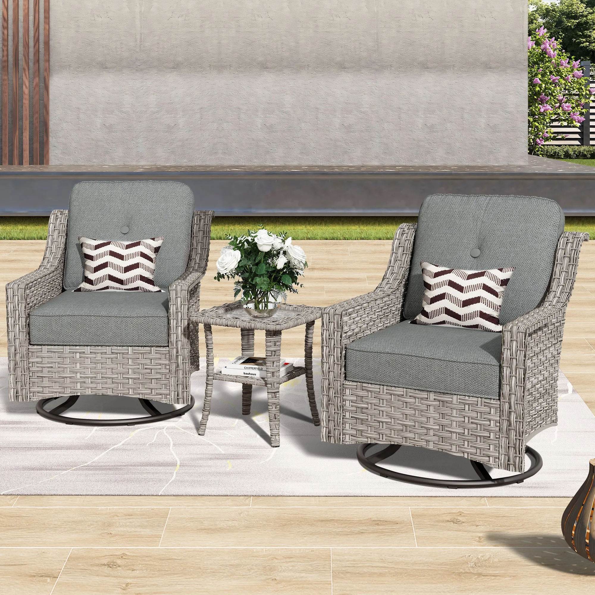 Ovios Conversation Set 3-Piece PAD Series,Swivel Chair