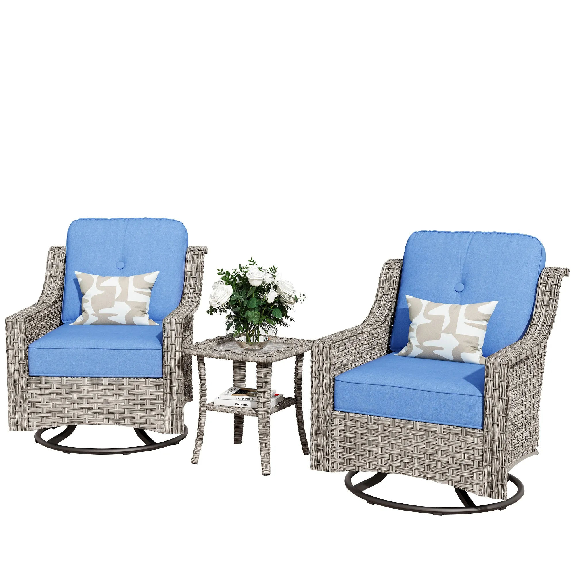 Ovios Conversation Set 3-Piece PAD Series,Swivel Chair
