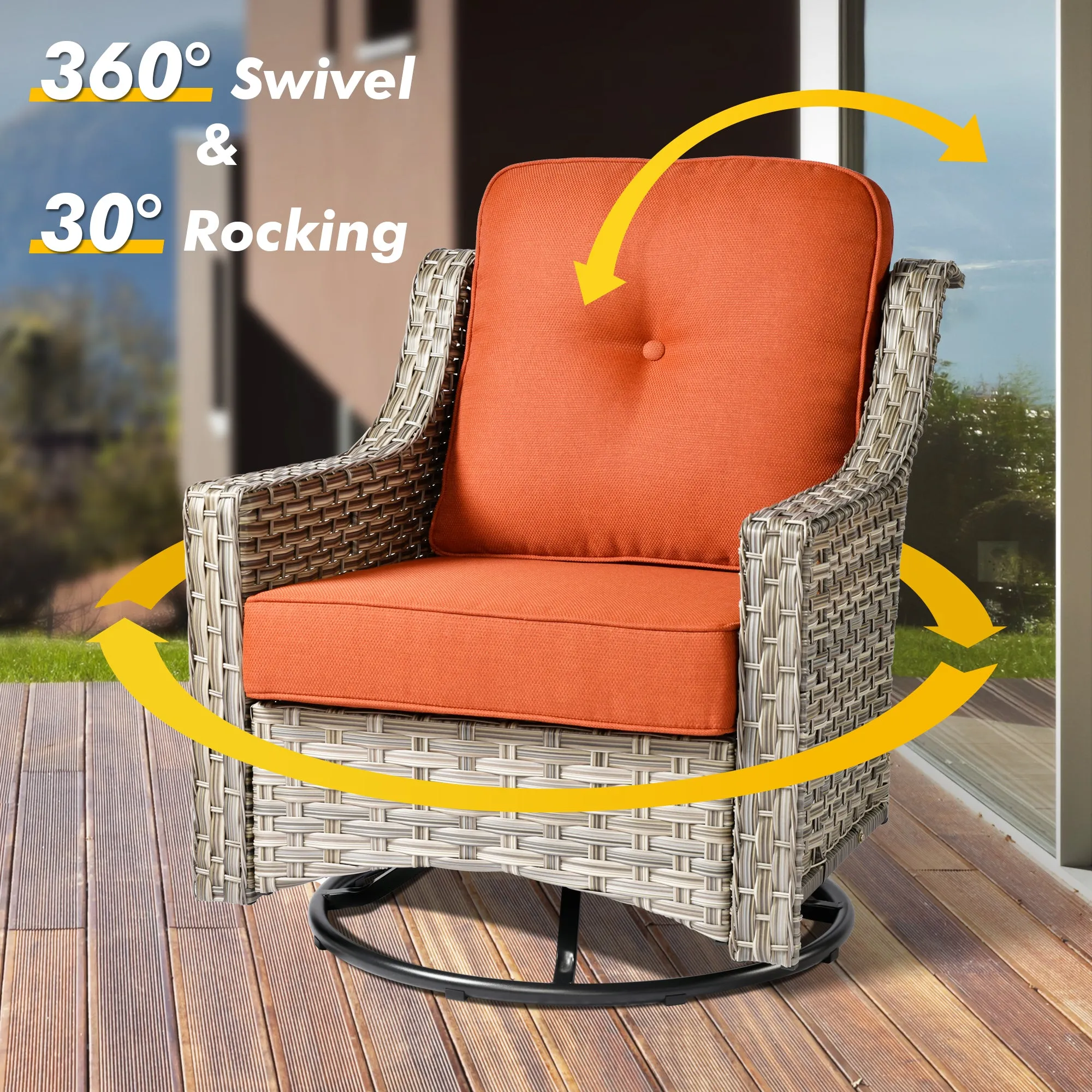 Ovios Conversation Set 3-Piece PAD Series,Swivel Chair