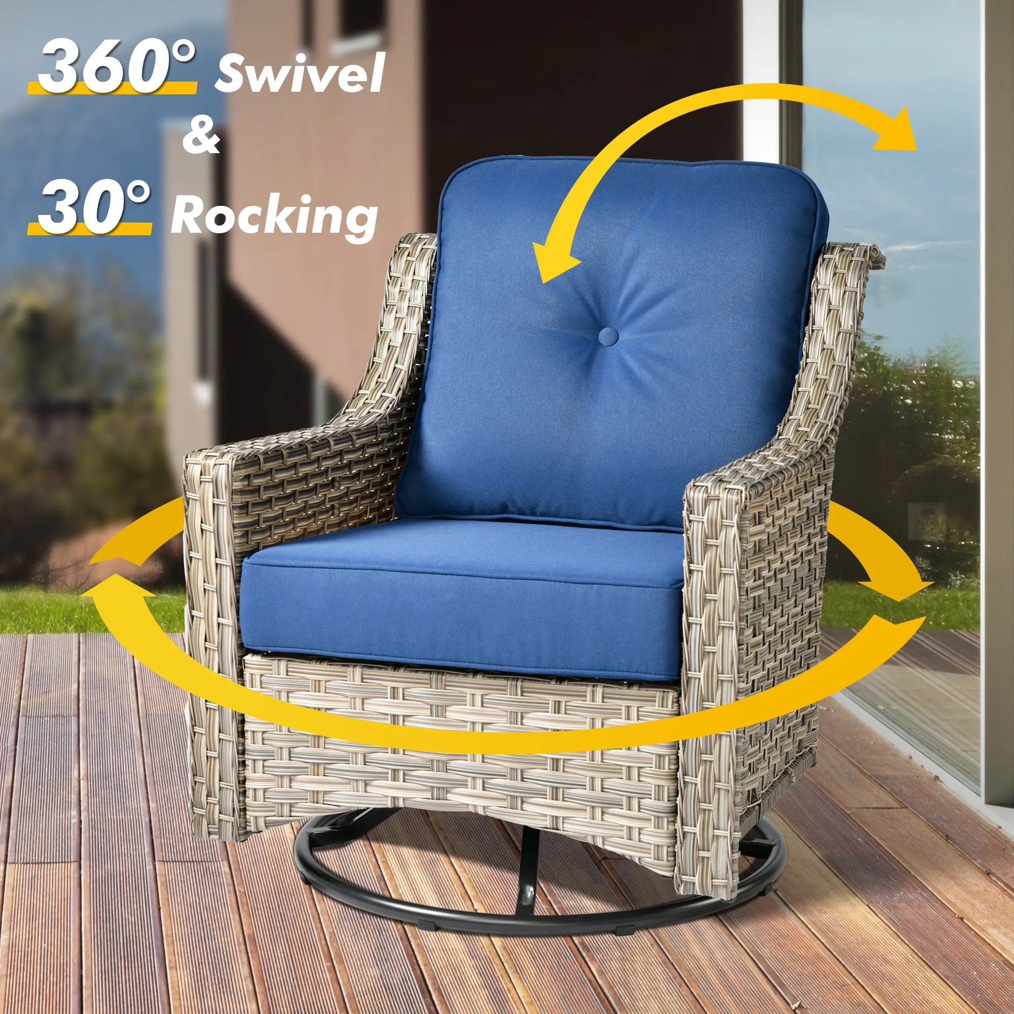 Ovios Conversation Set 3-Piece PAD Series,Swivel Chair