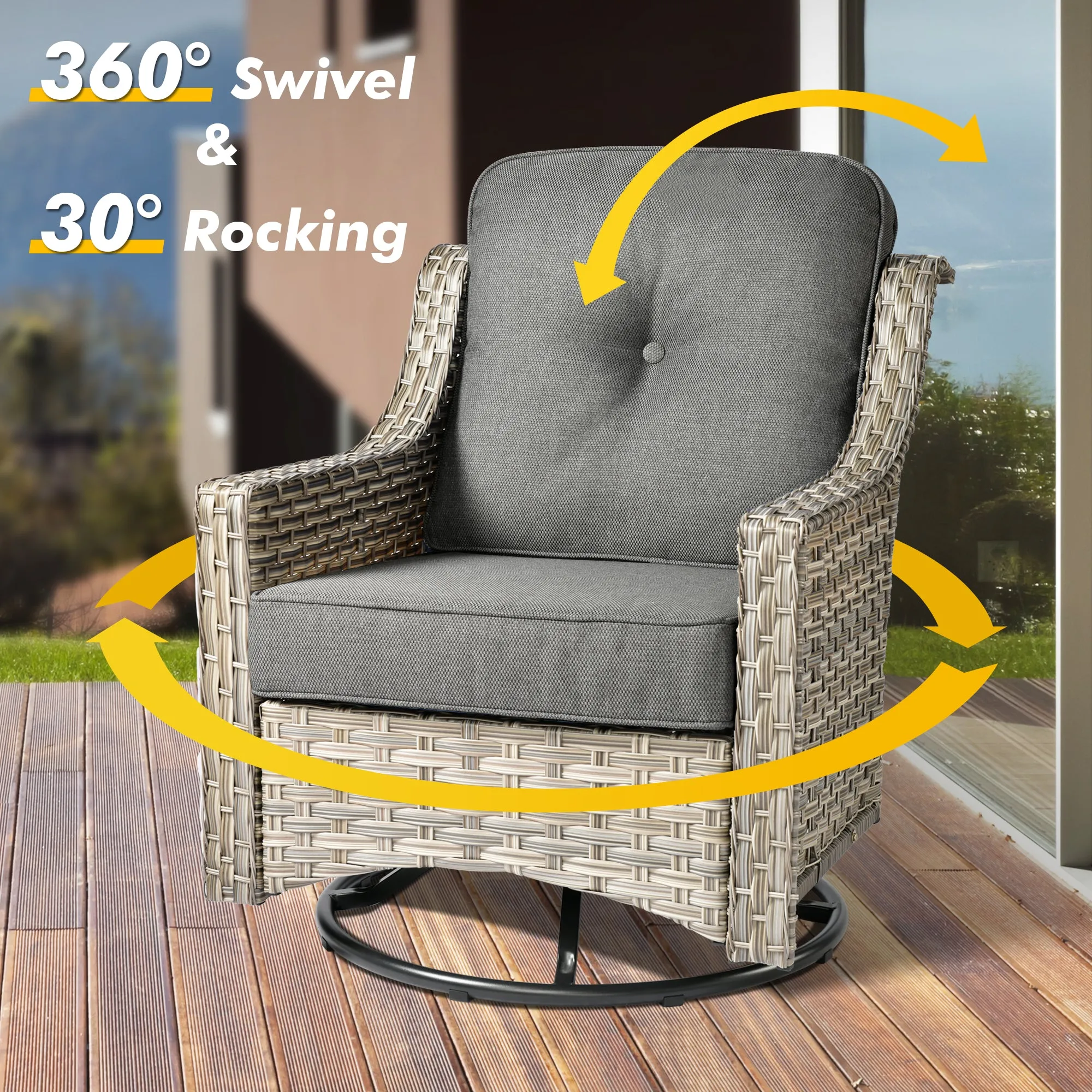 Ovios Conversation Set 3-Piece PAD Series,Swivel Chair