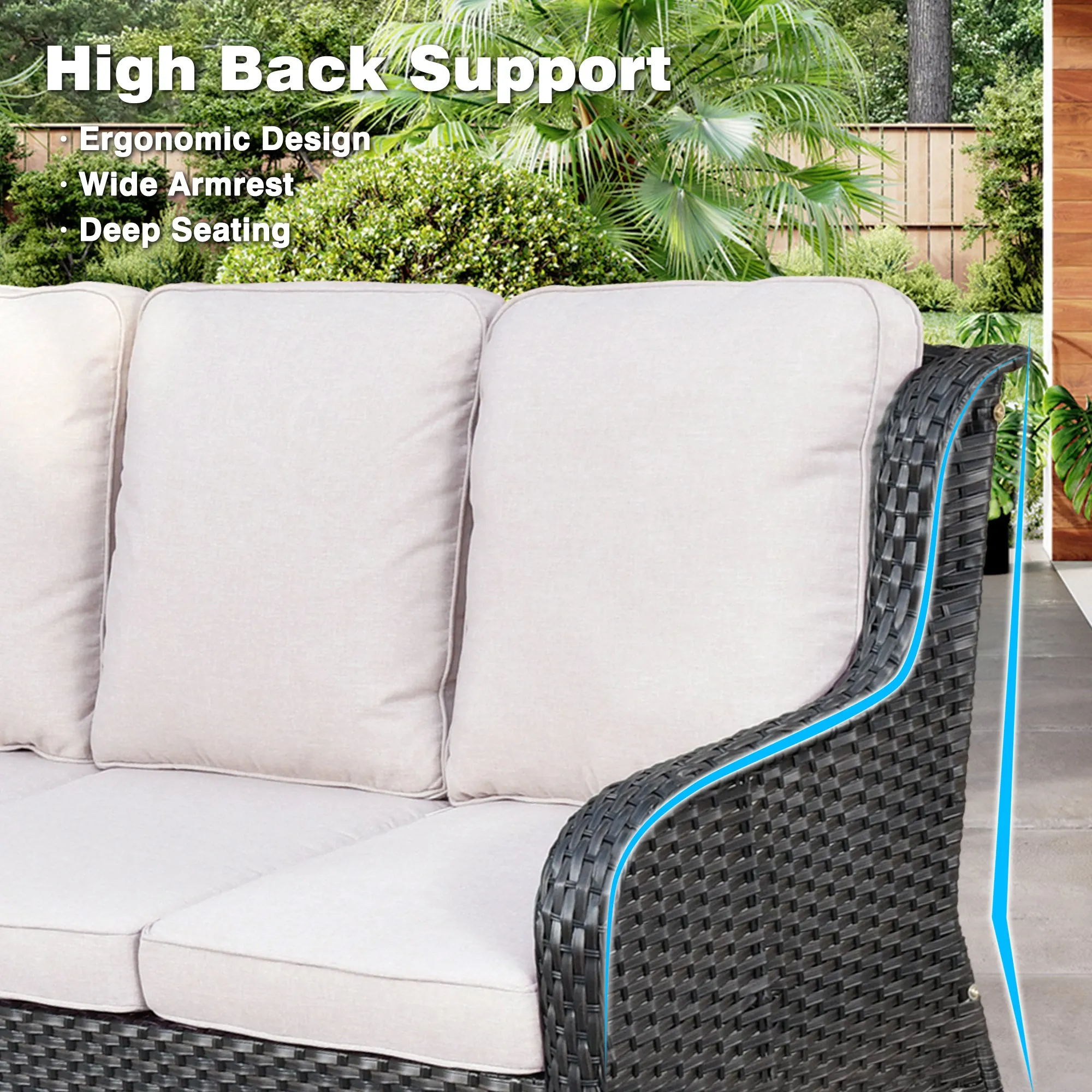 Ovios Patio Furniture Set 6-Piece with Rocking Chairs and Table Kenard
