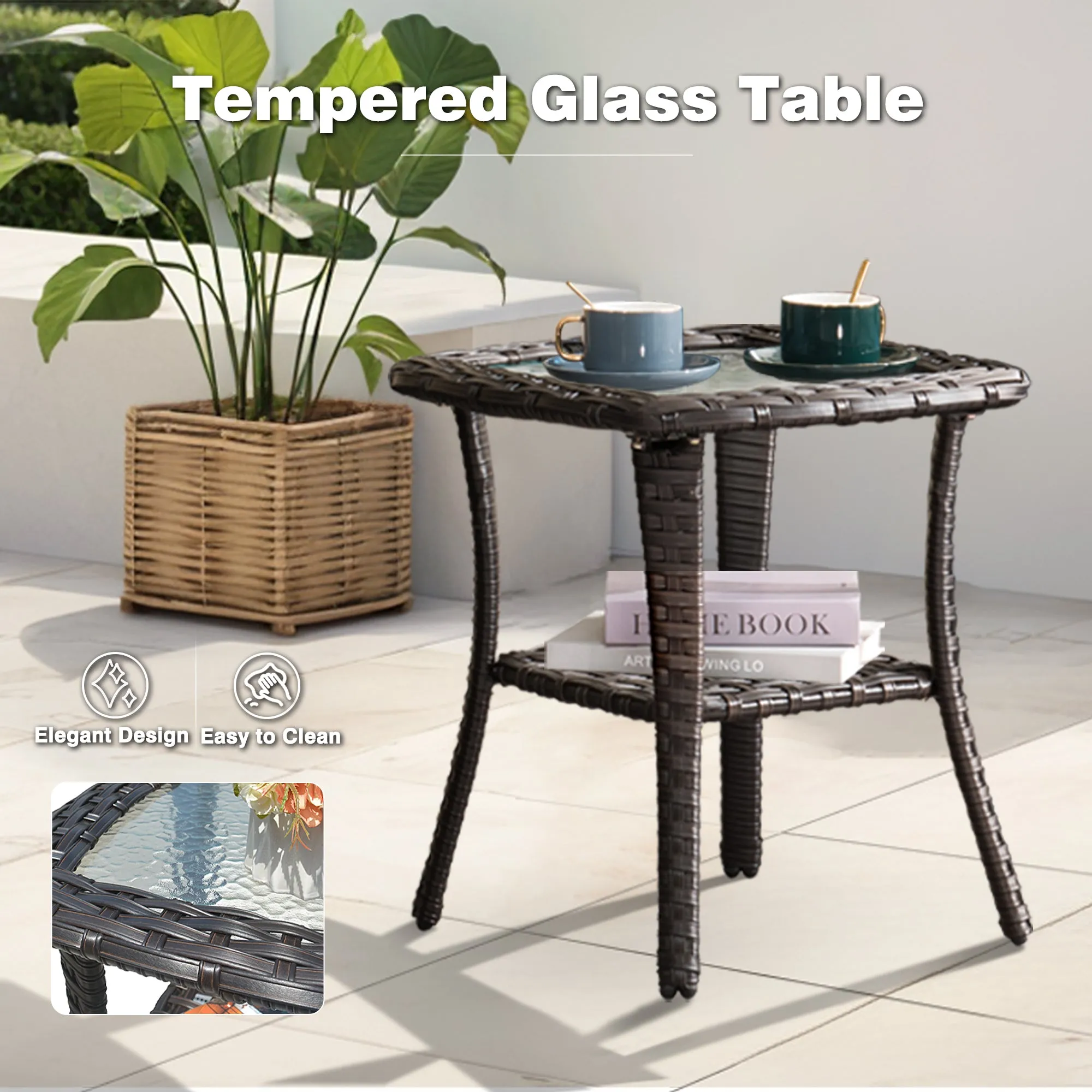 Ovios Patio Furniture Set 6-Piece with Rocking Chairs and Table Kenard