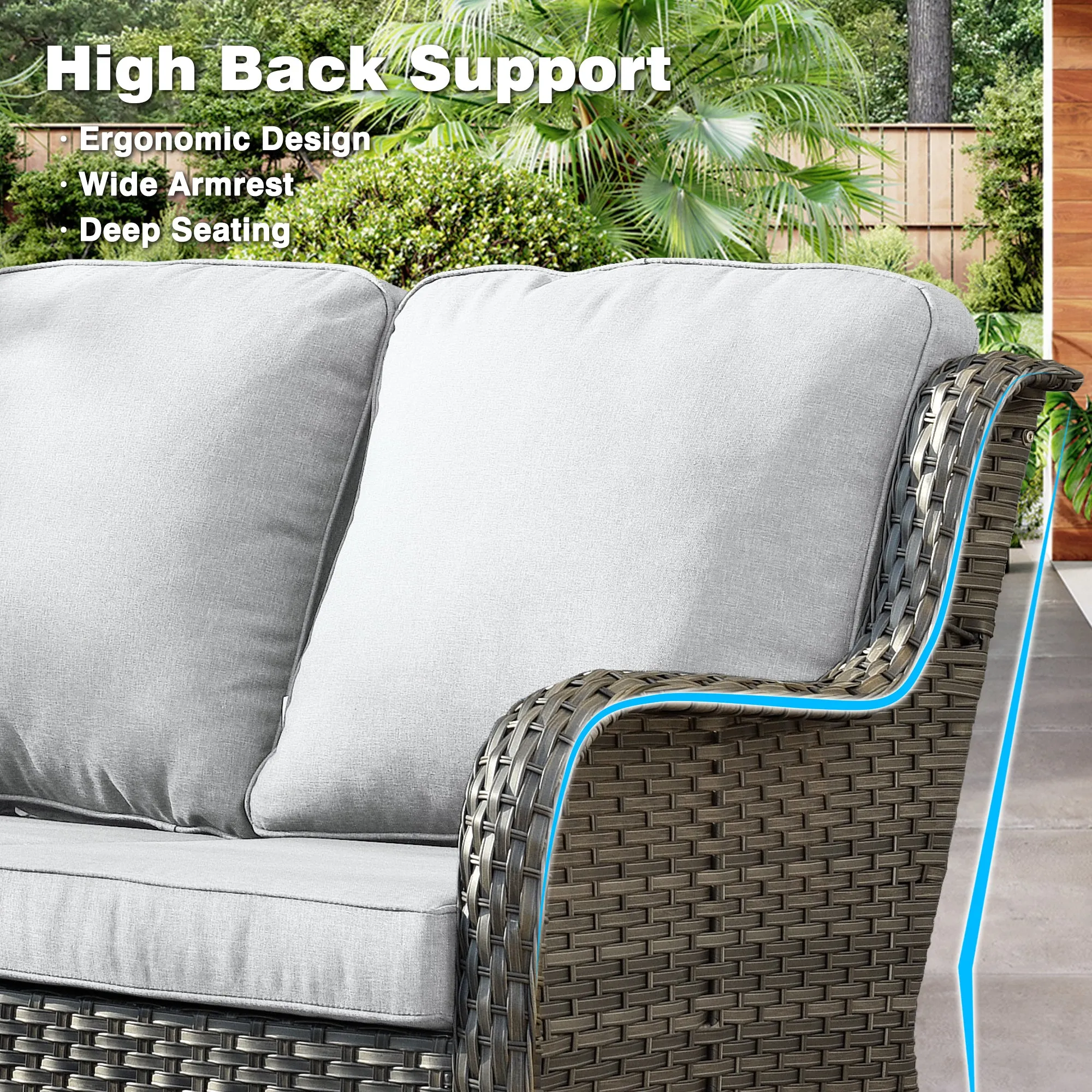 Ovios Patio Furniture Set 6-Piece with Rocking Chairs and Table Kenard