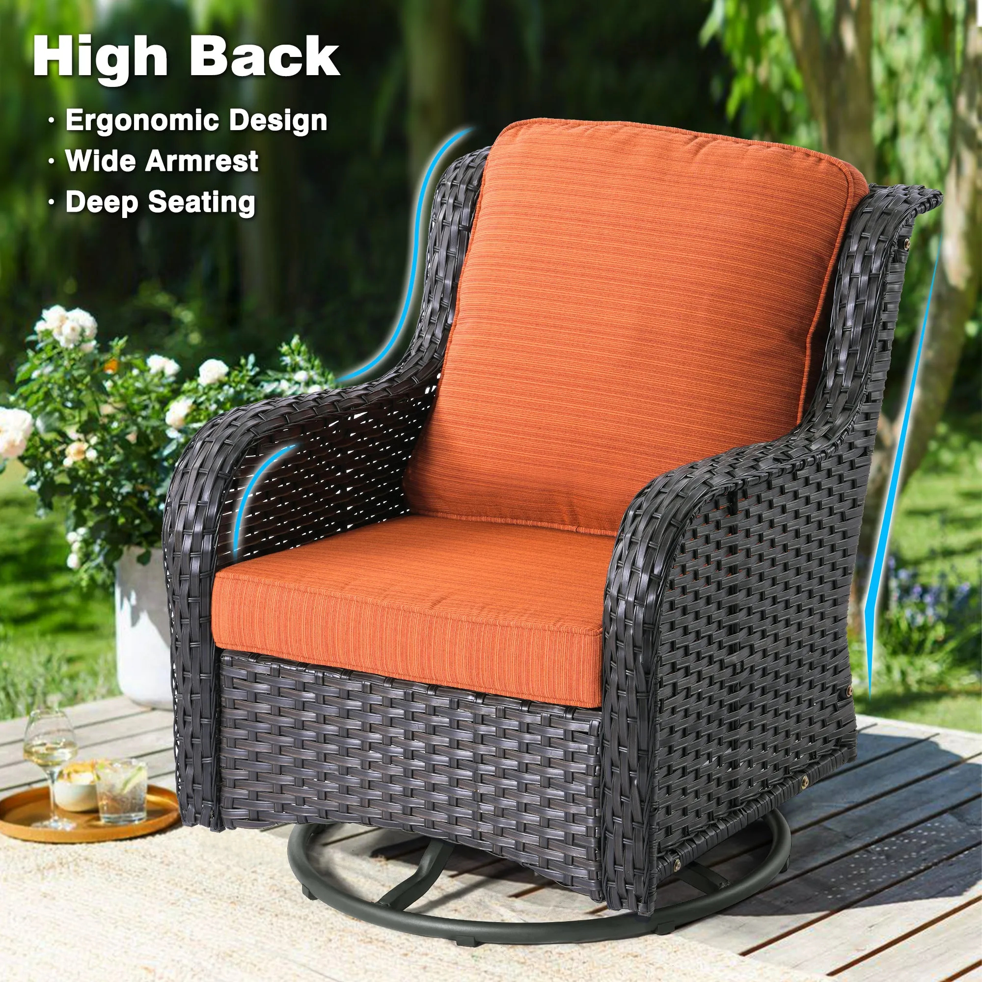 Ovios Patio Furniture Set 6-Piece with Rocking Chairs and Table Kenard