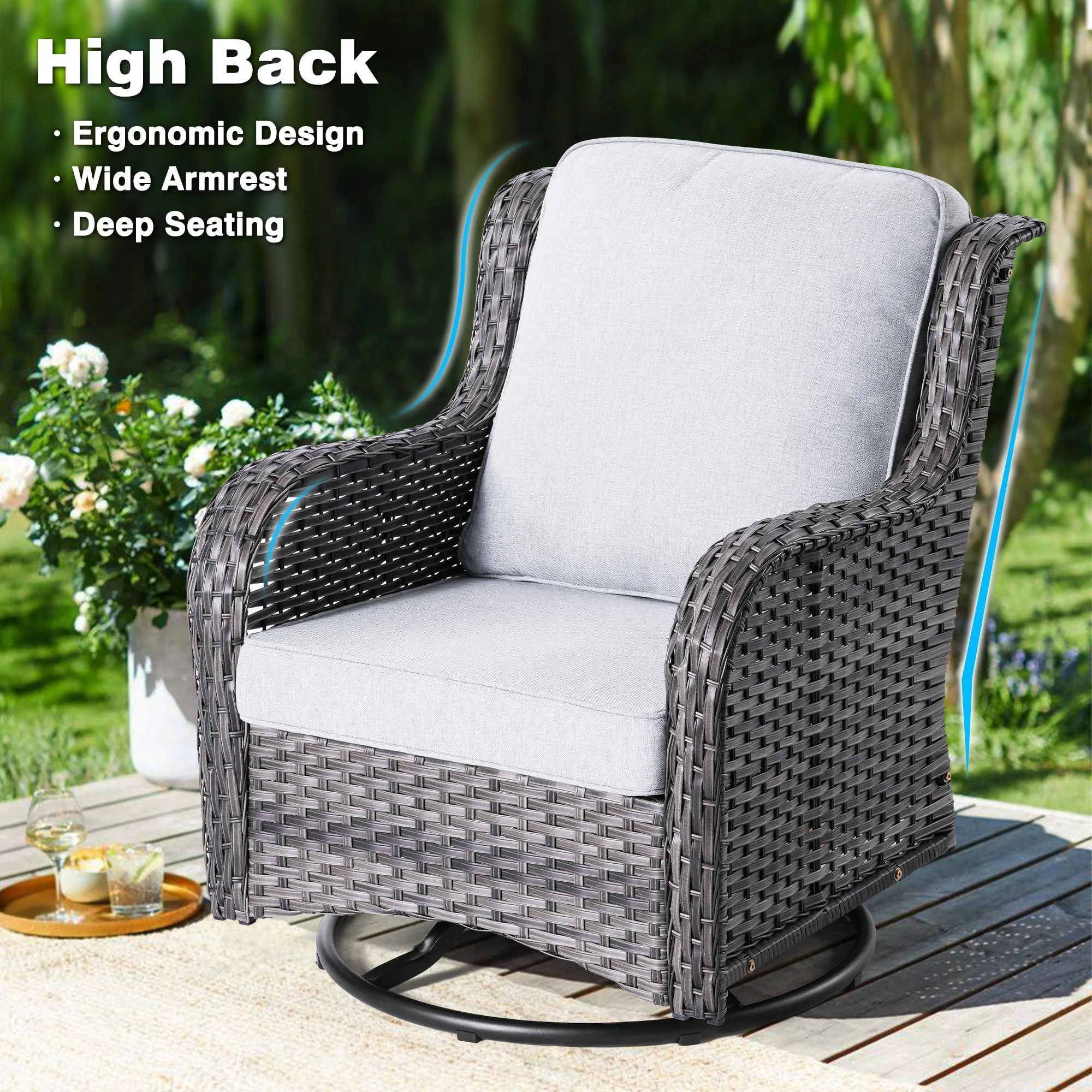 Ovios Patio Furniture Set 6-Piece with Rocking Chairs and Table Kenard