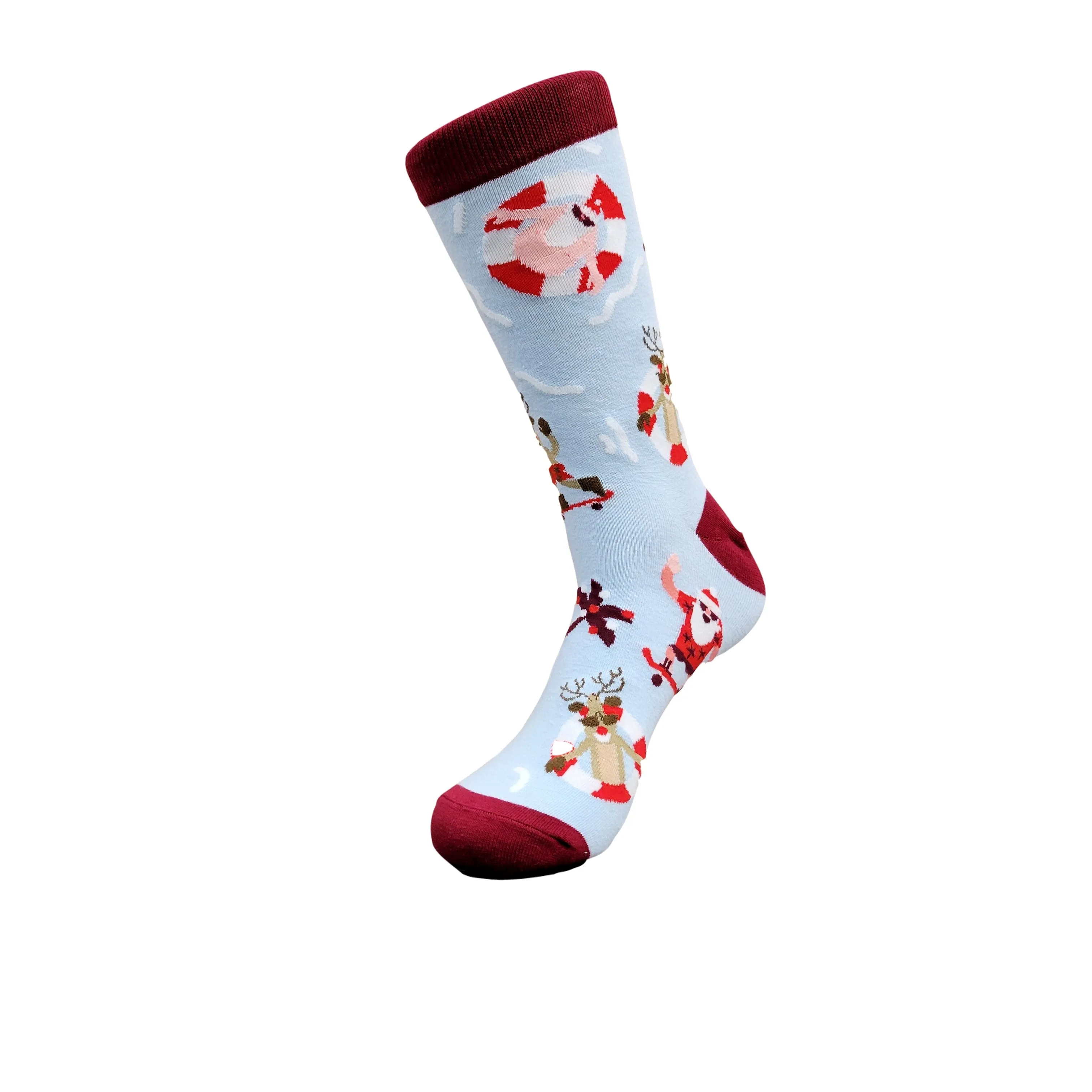 Santa Claus Skateboarding Socks (Adult Large - Men's Shoe Sizes 8-12)
