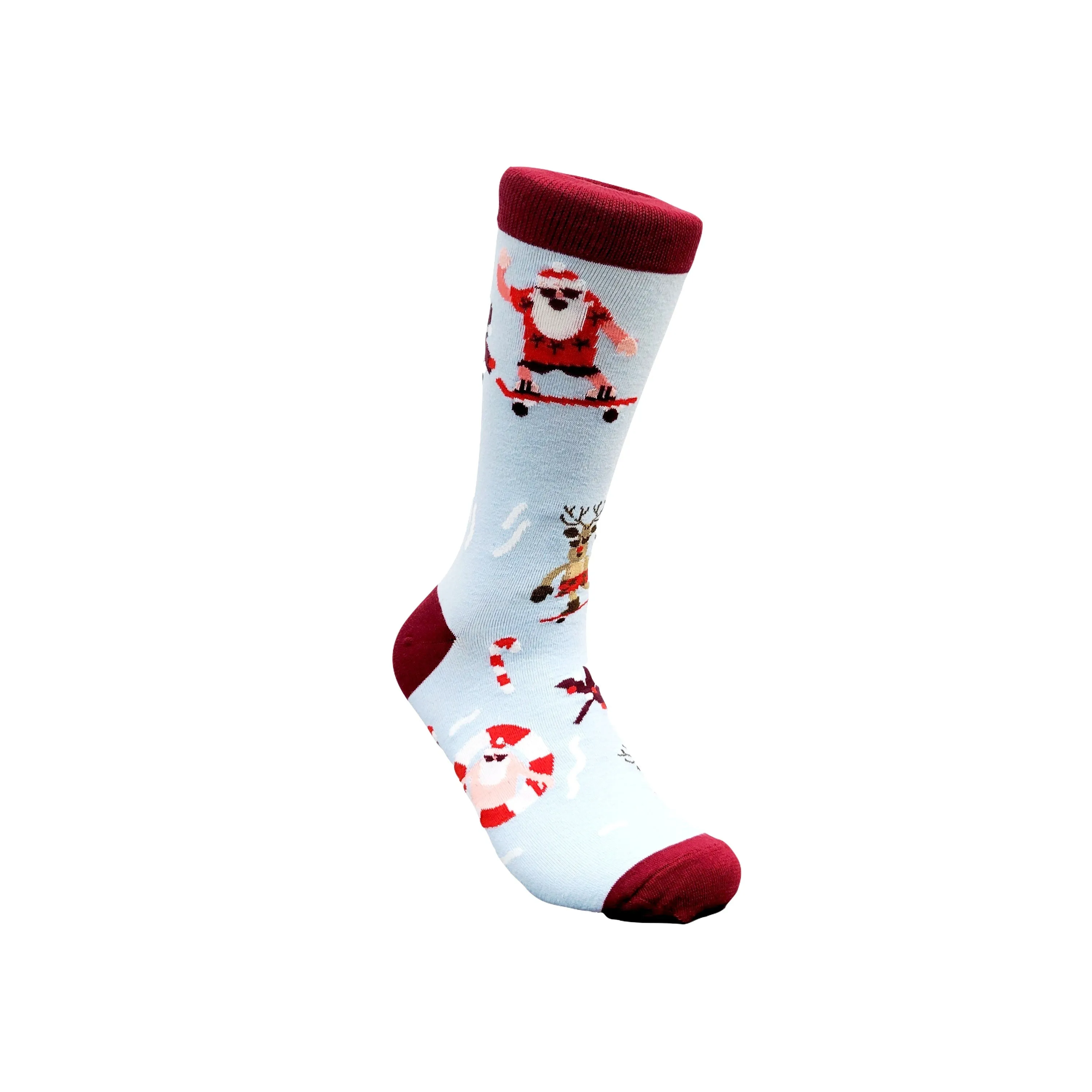 Santa Claus Skateboarding Socks (Adult Large - Men's Shoe Sizes 8-12)