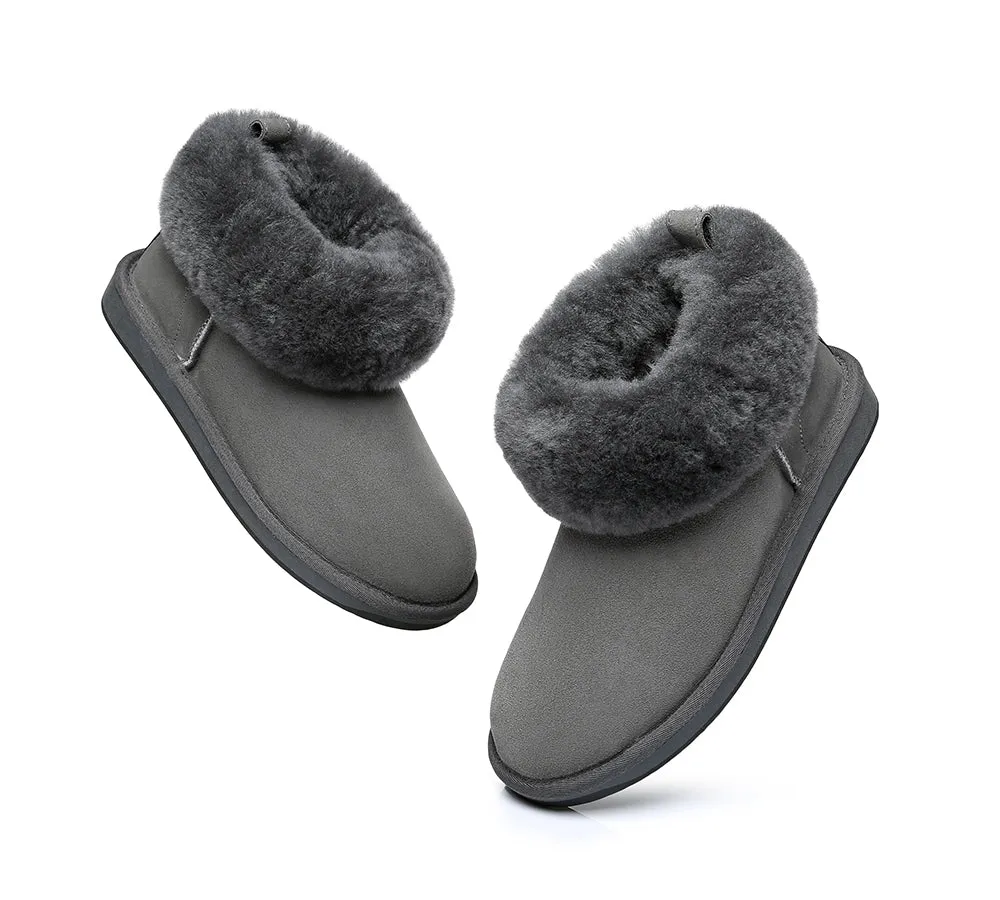TARRAMARRA® UGG Women Sheepskin Wool Fluffy Collar Slippers Emmy