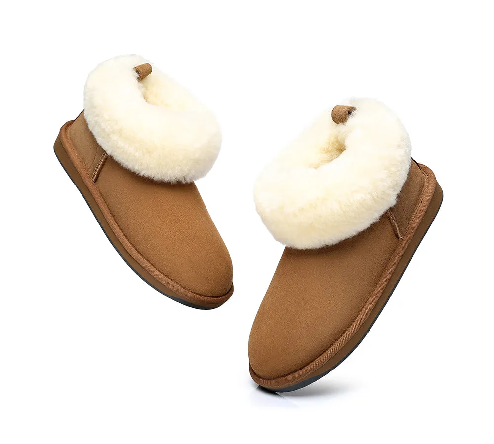 TARRAMARRA® UGG Women Sheepskin Wool Fluffy Collar Slippers Emmy