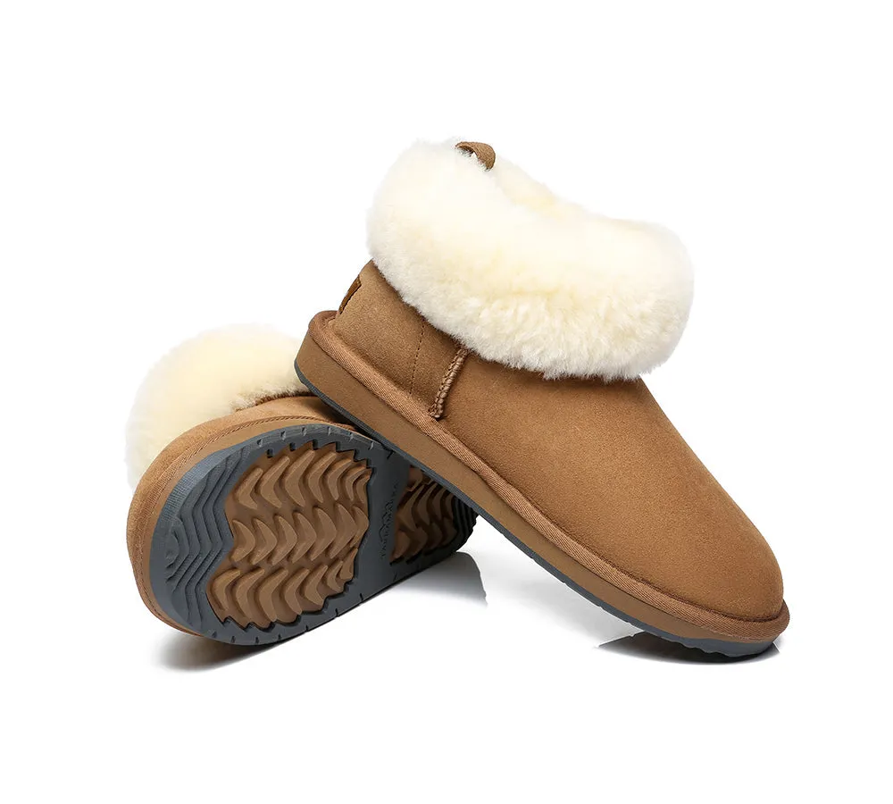 TARRAMARRA® UGG Women Sheepskin Wool Fluffy Collar Slippers Emmy