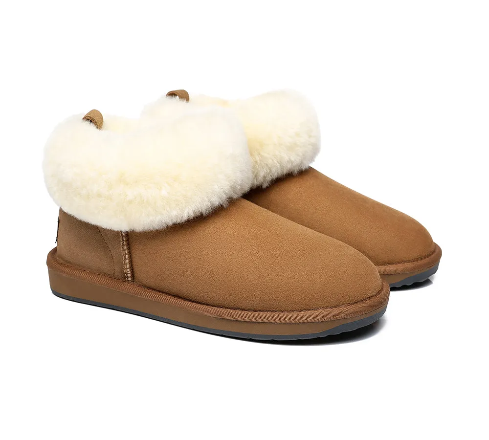 TARRAMARRA® UGG Women Sheepskin Wool Fluffy Collar Slippers Emmy