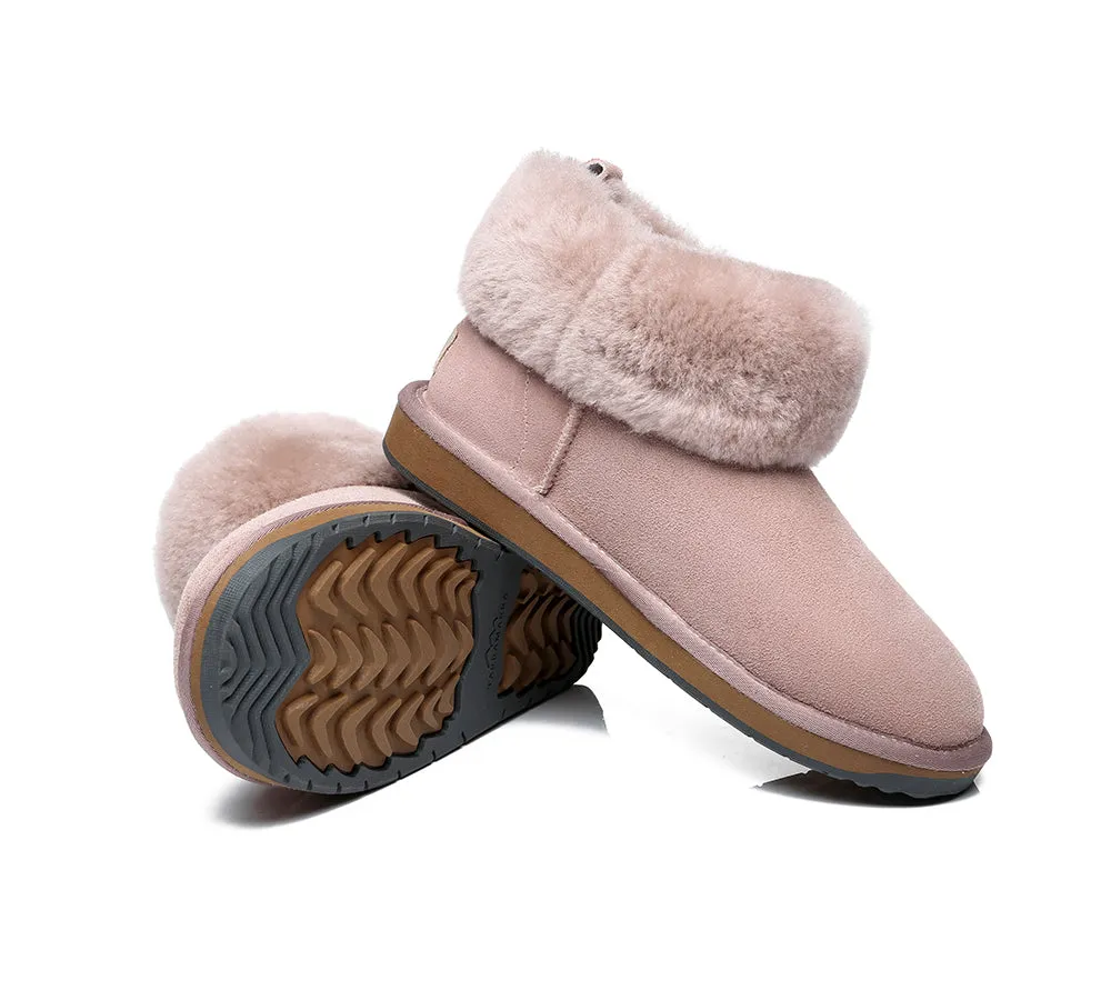 TARRAMARRA® UGG Women Sheepskin Wool Fluffy Collar Slippers Emmy