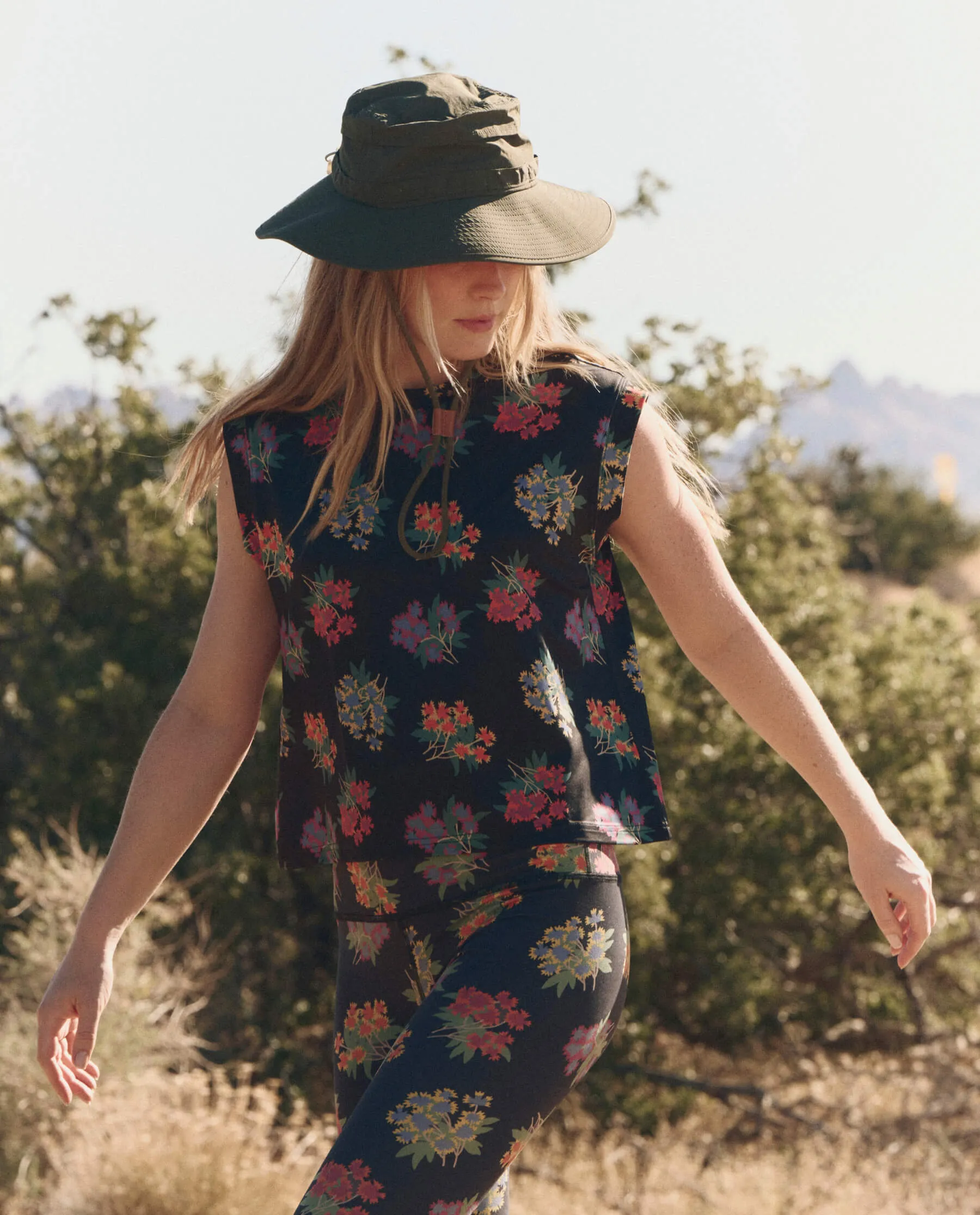 The Boxy Trail Tank. -- Black Palisade Floral