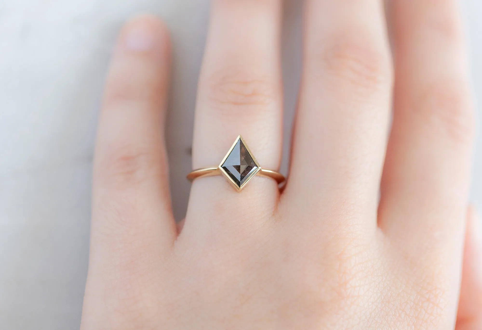 The Hazel Ring with a 1.46ct Kite-Shaped Black Diamond