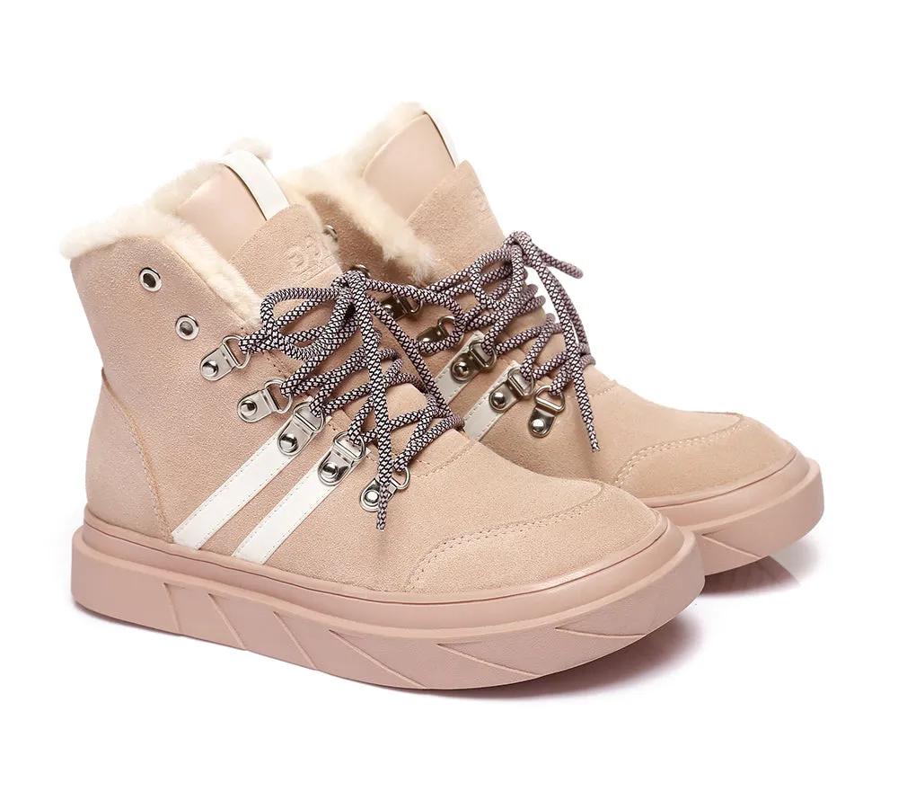 Urban UGG® Women Sheepskin Wool Lace Up Fashion Sneaker Boots Vicki
