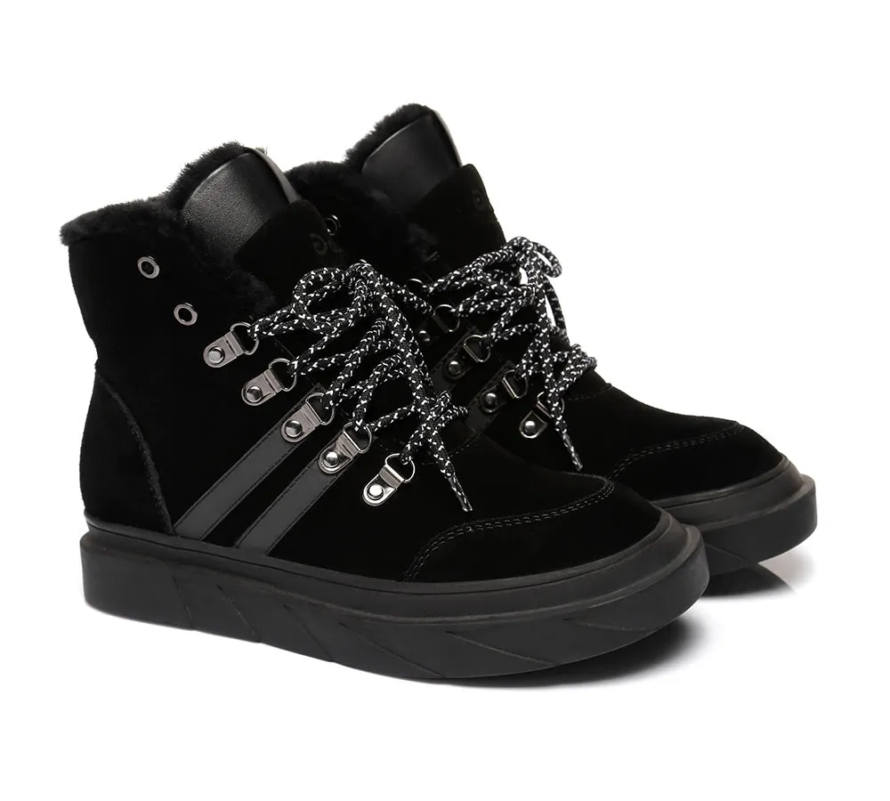 Urban UGG® Women Sheepskin Wool Lace Up Fashion Sneaker Boots Vicki