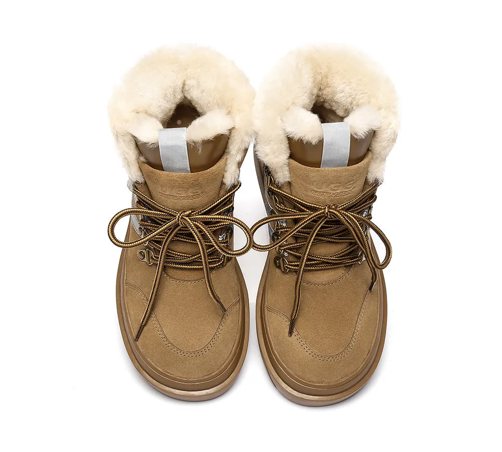 Urban UGG® Women Sheepskin Wool Lace Up Fashion Sneaker Boots Vicki