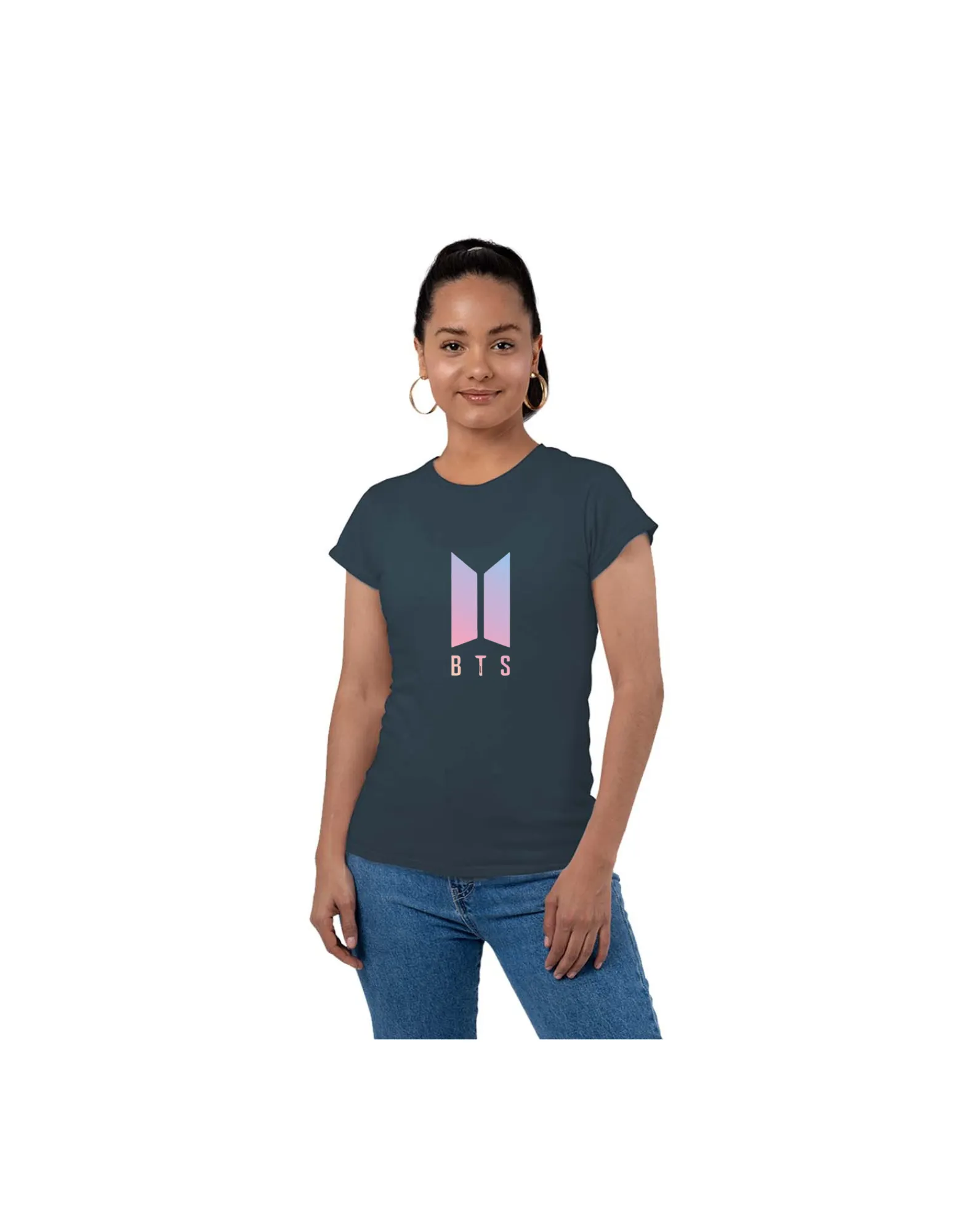 WOMENS BTS -1 PRINTED TSHIRT - CORNFLOWER