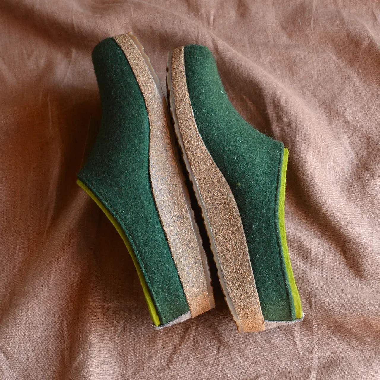 Wool Felt Clogs - Kris - Yew Green AW23 (Adults 46 only) *Last ones